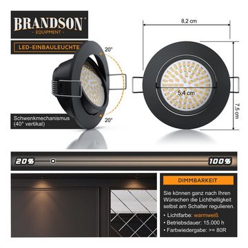 Brandson LED Einbaustrahler, dimmbar & schwenkbar, Deckenspots, Aluminium Rahmen, schwarz