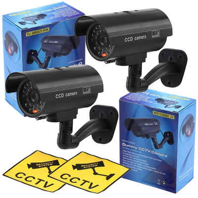 TronicXL 2x Dummy Kamera schwarz Attrappe Außenbereich Kameraattrappe CCTV Überwachungskamera Attrappe (Innenbereich, Außenbereich, 2-tlg., blinkende LED wetterfest Outdoor Außen)