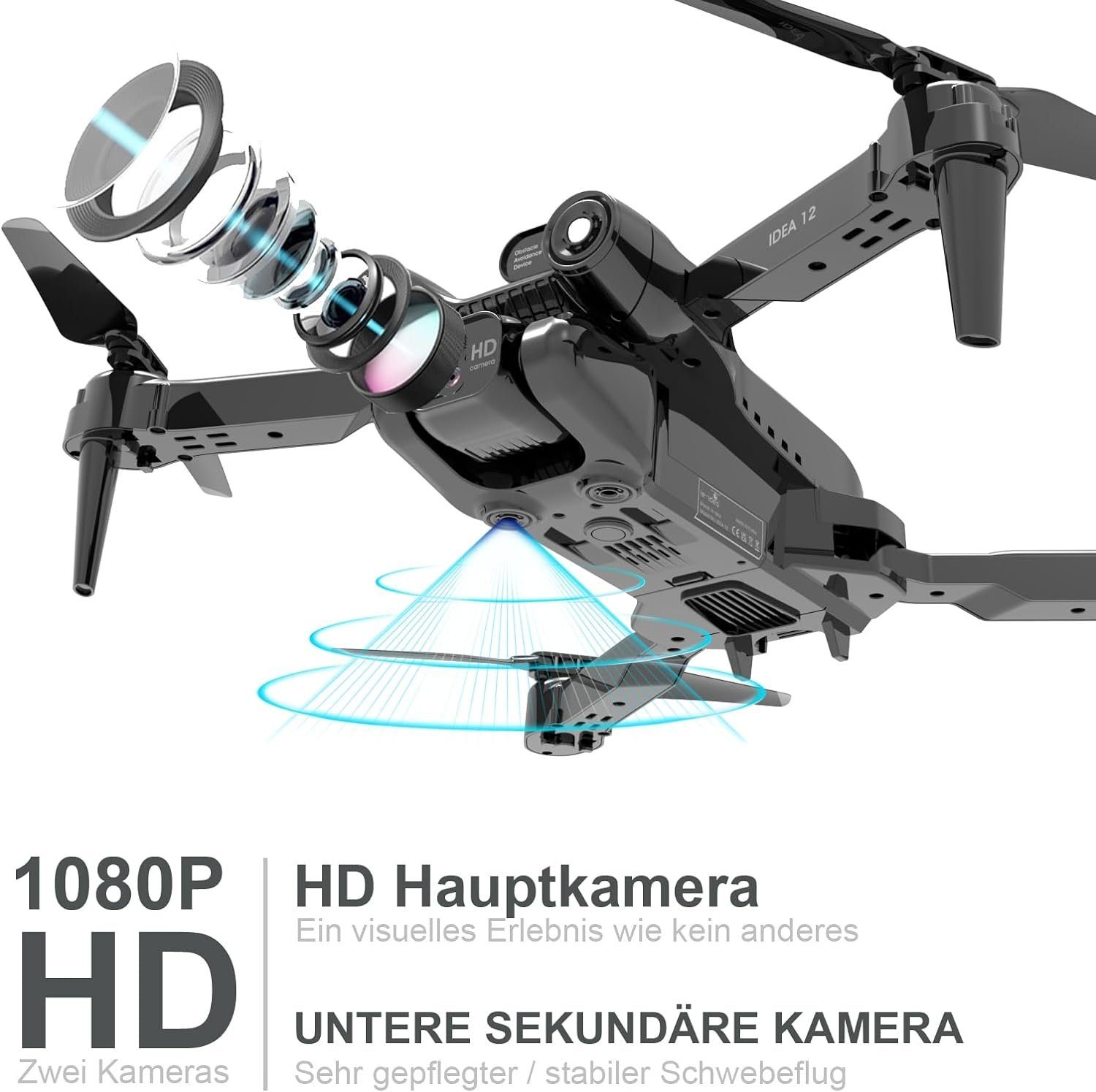 Drohne WIFI Kamera Verstellung Faltdrohnen Elektrische FPV Batterien) (1080P, 90° 2 le-idea