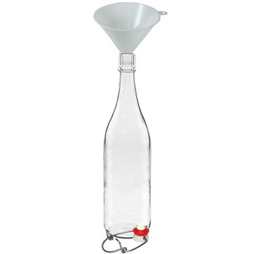 mikken Trinkflasche 4er Set Glasflasche 1 Liter mit Bügelverschluss mit Trichter, Inhalt 1000 ml Bügelverschluss aus Porzellan inklusive Einfülltrichter