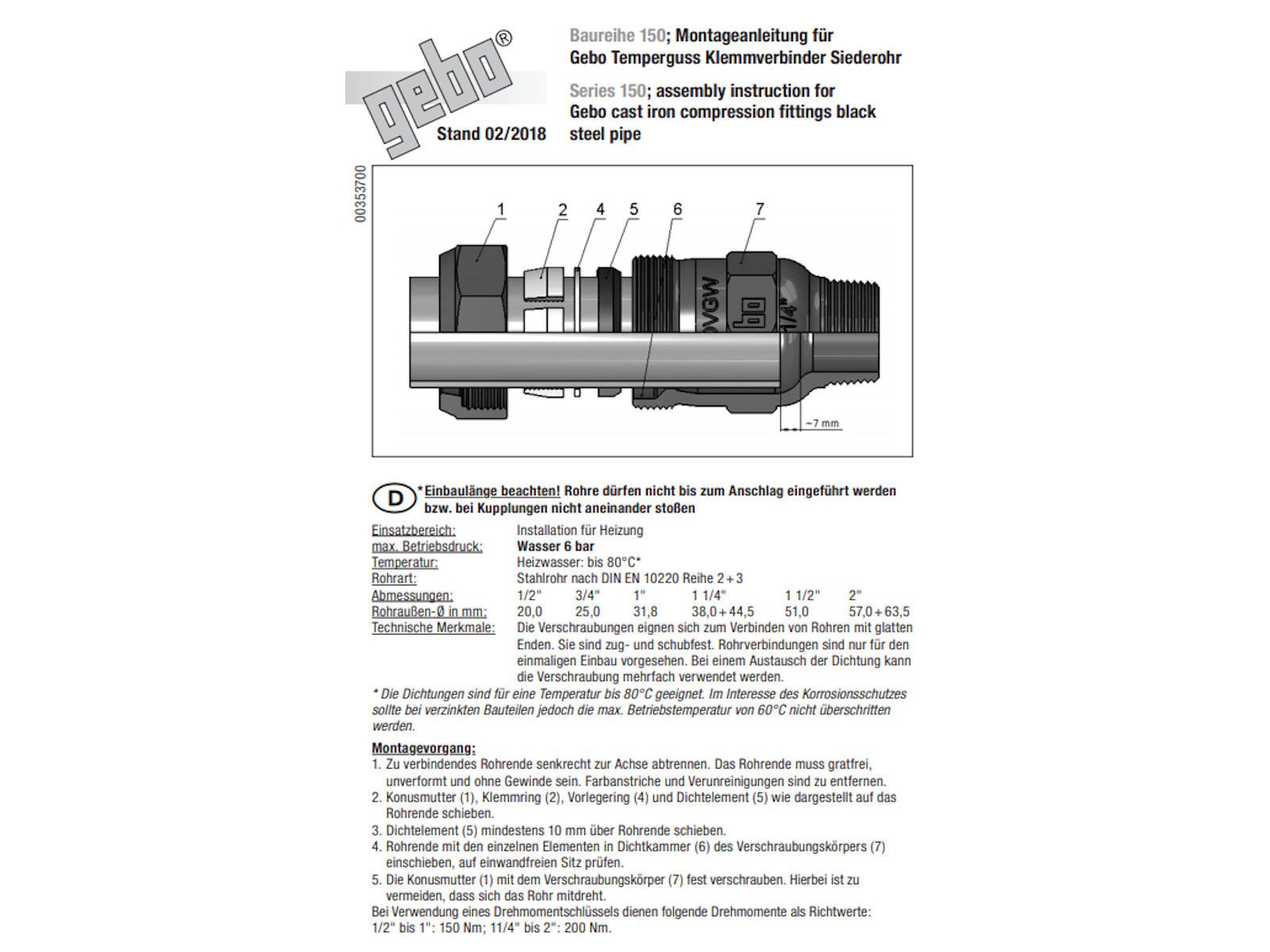 GEBO Gewindefitting Temperguss-Klemmverbinder Typ O - für Siederohr, Ø 57 mm x 57 mm