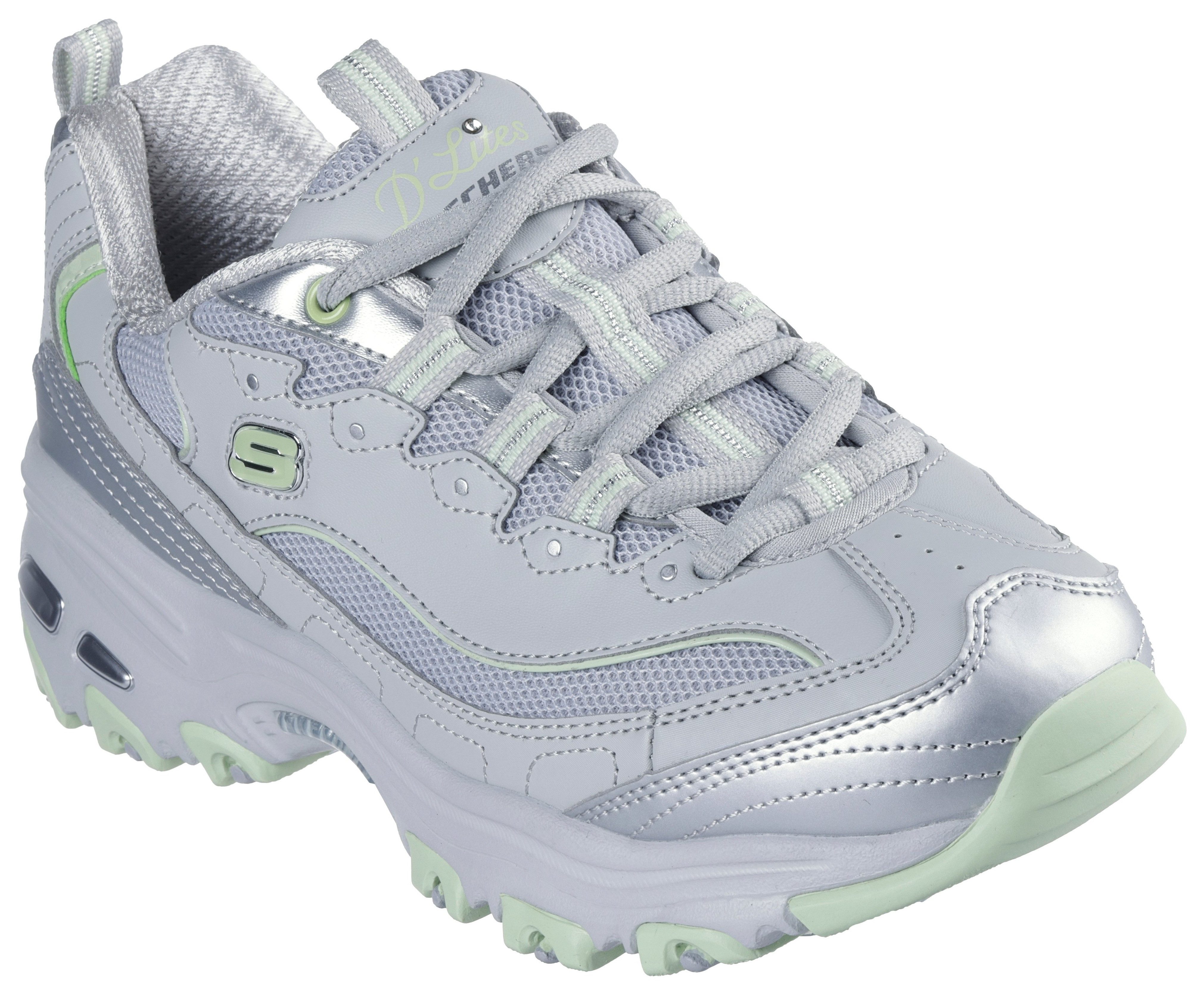 Skechers D'LITES-CHROMATIC Sneaker, Plateausneaker, Schnürschuh mit Metallic Einsätzen