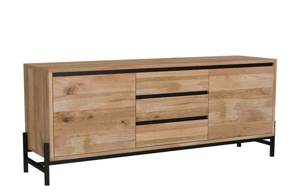 Main Möbel Sideboard Sideboard 155x67cm 'Veneza' Wildeiche & Metall schwarz