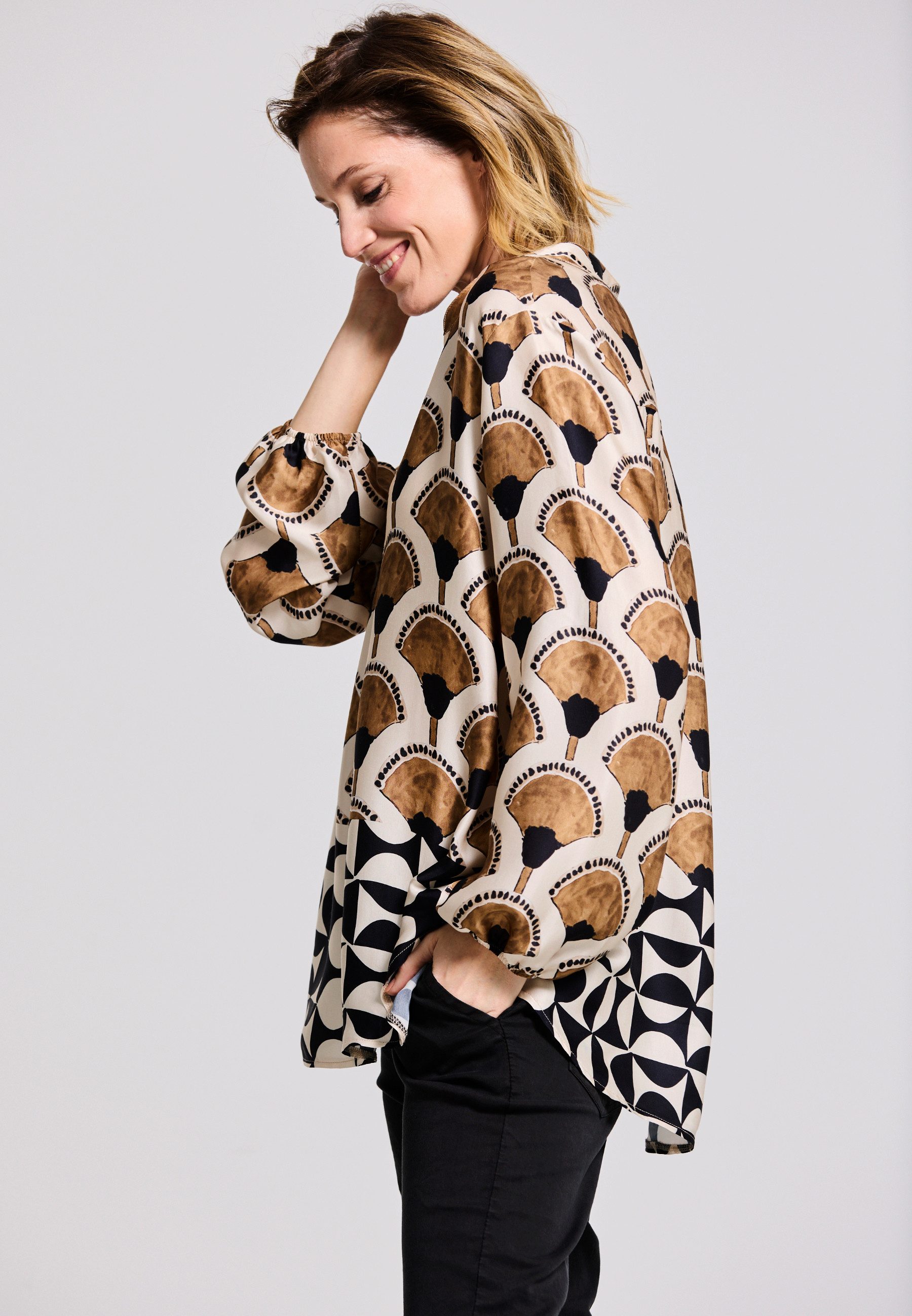 Andijamo-Fashion Druckbluse GINGKO VIBES Bordüre günstig online kaufen