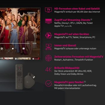 Deutsche Telekom Streaming-Stick MagentaTV Stick TV WLAN - Android 12 - Netflix, Disney+, RTL+, DAZN, (Kompatibel mit Google Assistant), 4K UHD, HDR, Dolby Vision,Dolby Atmos, 2160p, WiFI