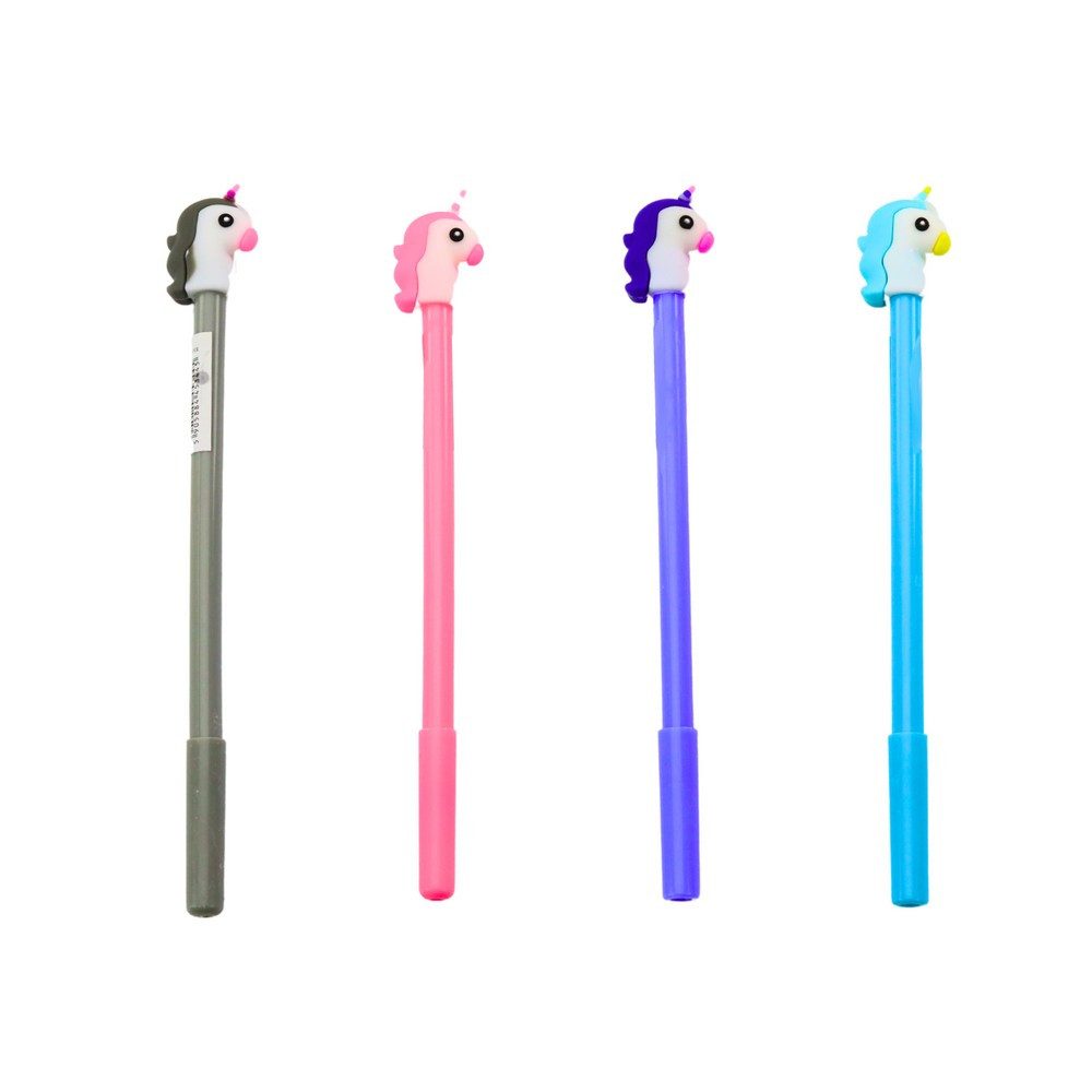 LEAN TOYS Kugelschreiber Einhornstift Schulstift Schreibstift, (Spar-Set, 1-tlg., 18 cm kindgerecht), Einhorn-Figur, Schutzkappe, 0,5 mm Strichstärke