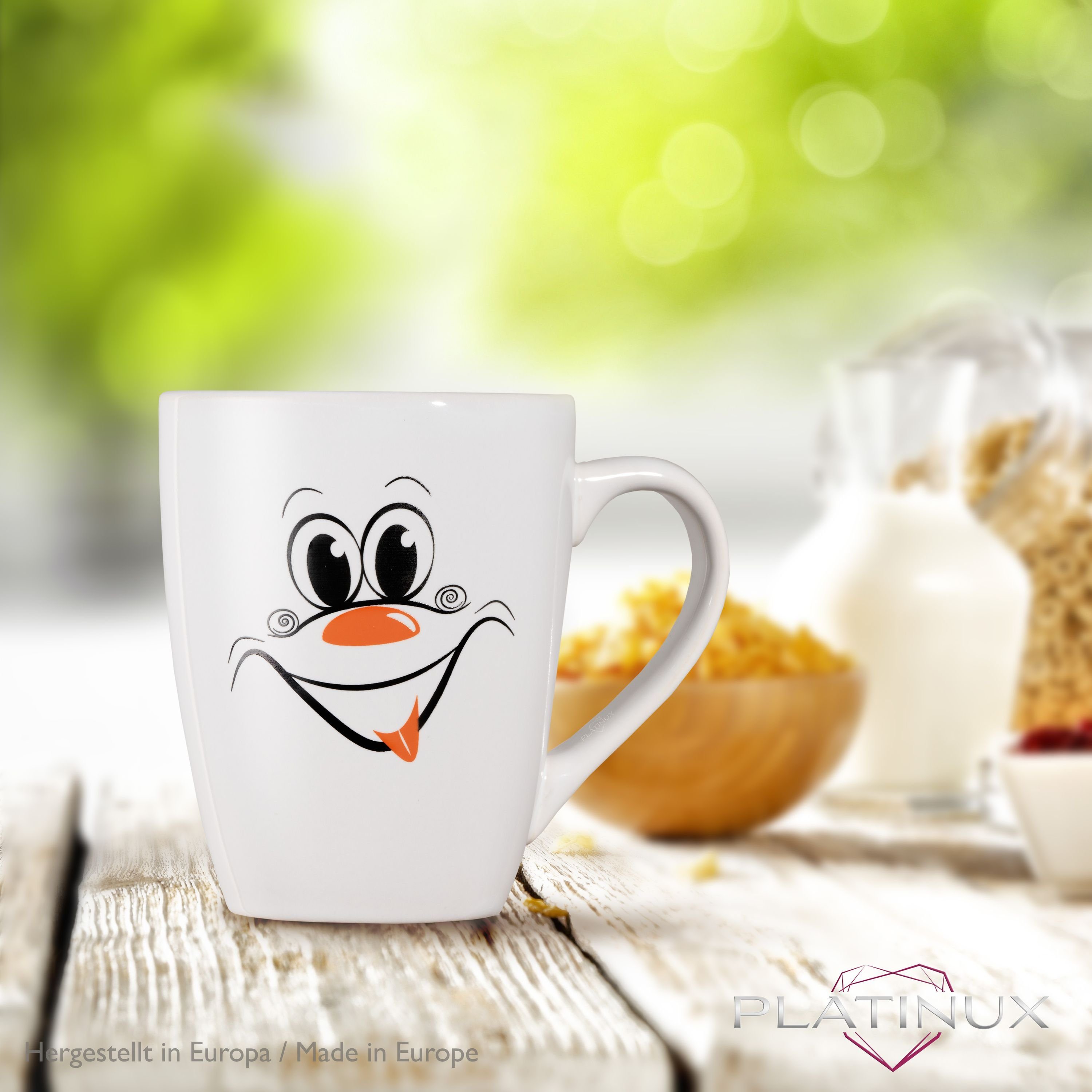 mit Lustige Gesichter Motiv Lustig Teetasse Karneval Set Teebecher Tasse Kaffeebecher 250ml Keramik, PLATINUX Kaffeetassen,