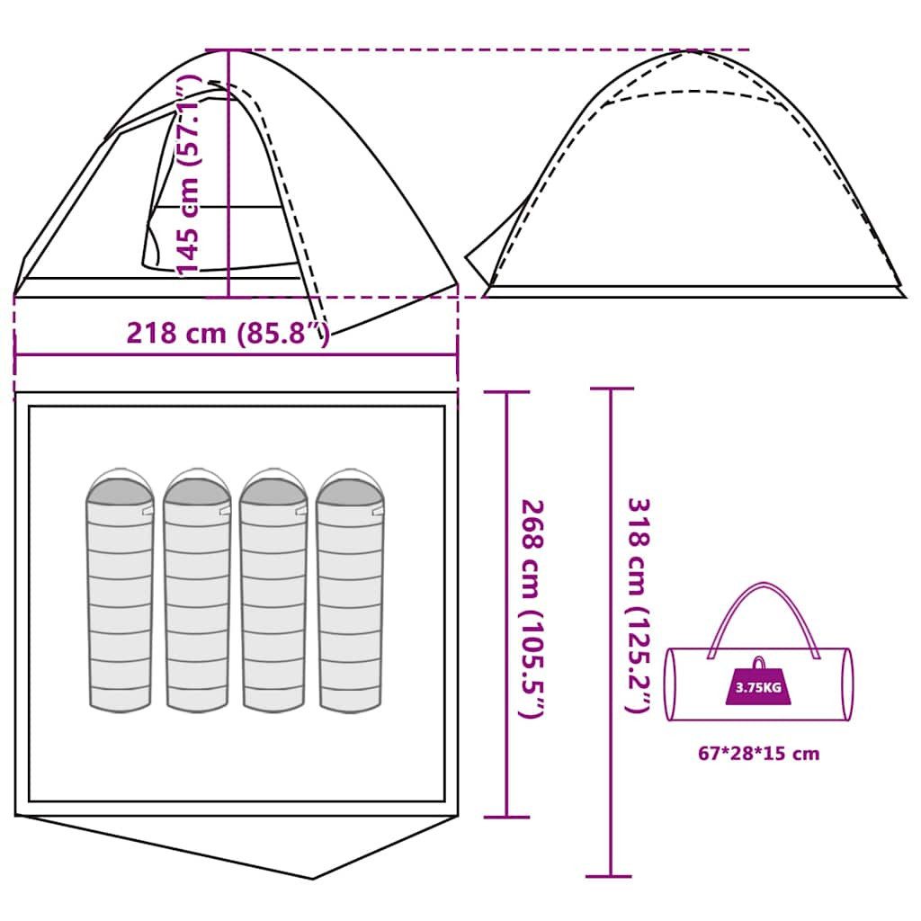 vidaXL Kuppelzelt Kuppel-Campingzelt 4 Personen Olivgrün Wasserdicht, (1 tlg)