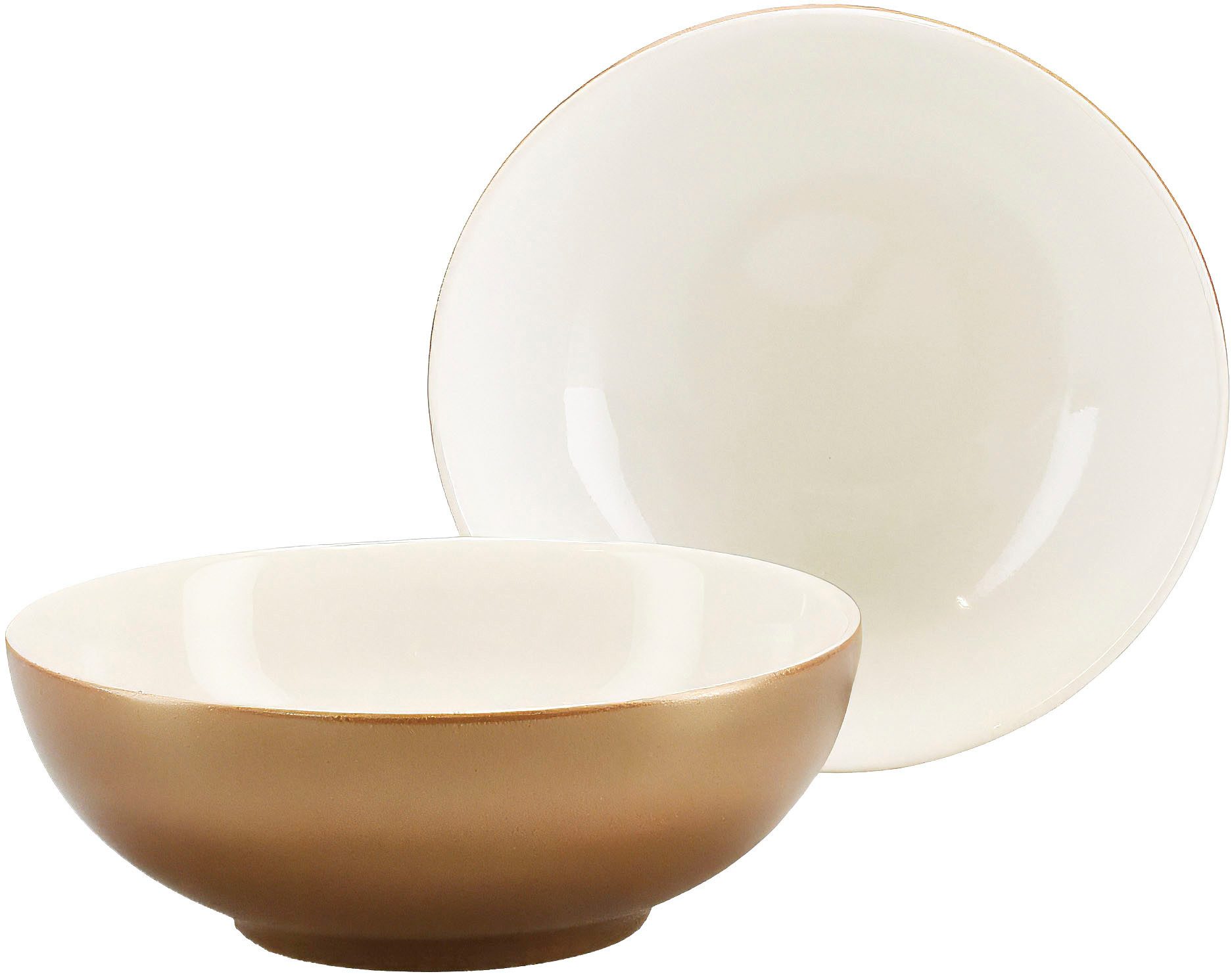 CreaTable Müslischale Golden Days, Steinzeug, (Set, 2-tlg), 16 cm, Spezialglasur