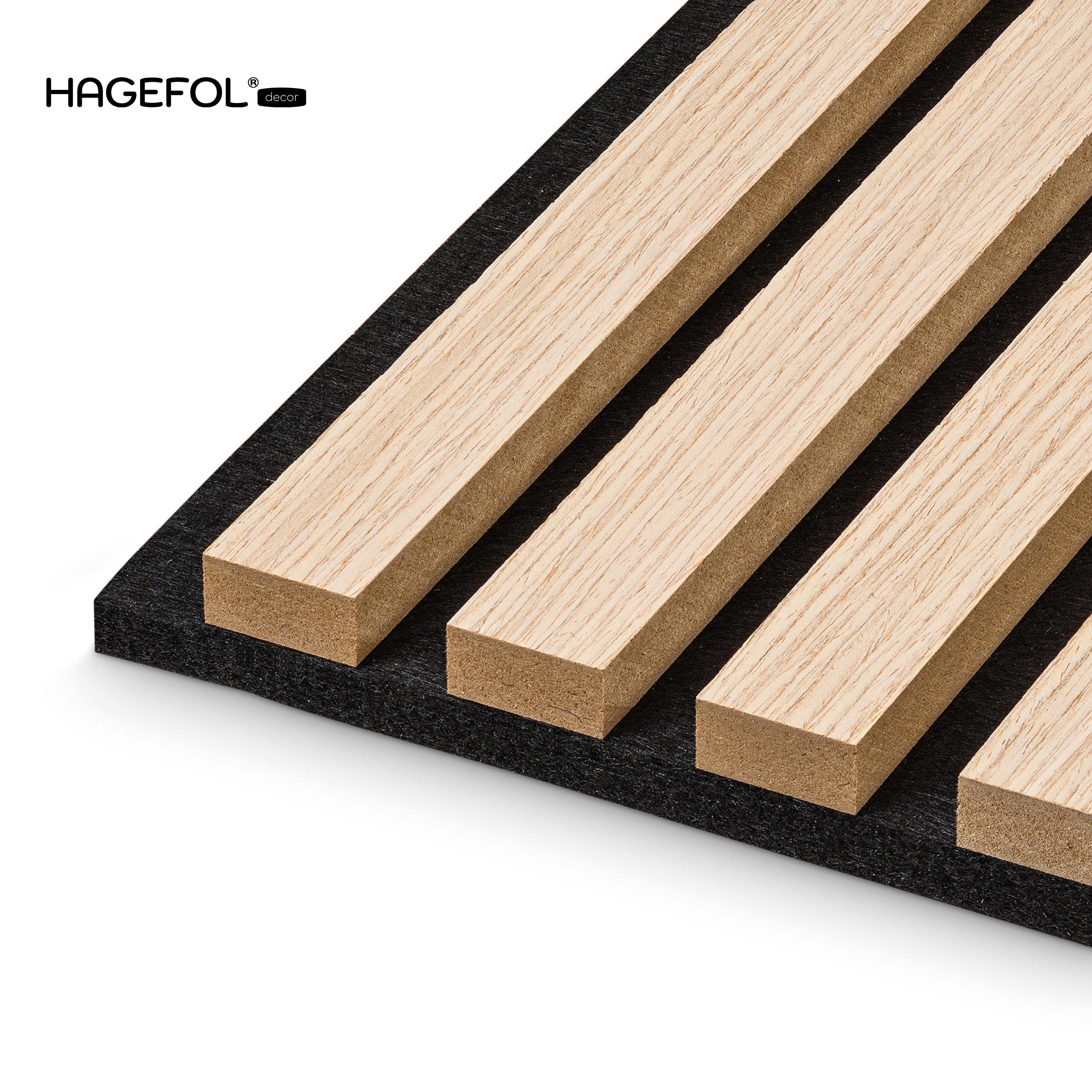 HAGEFOL Wandpaneel Akustikpaneele Holz, 3D Lamellenwand, verschiedene Größen, BxL: 60,00x240,00 cm, 1,44 qm, 3D Optik, Akustische Dämmung