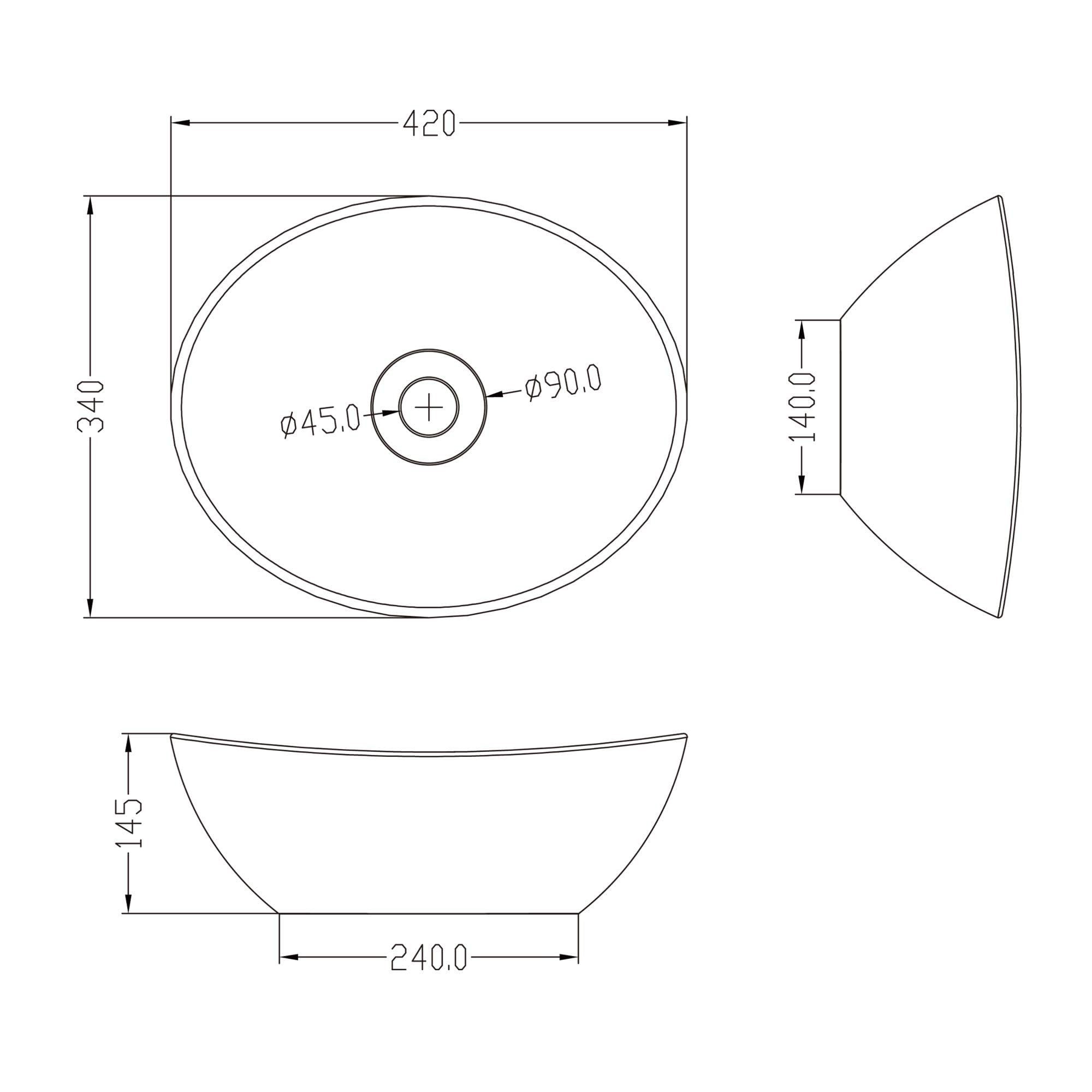 Mai & Mai Aufsatzwaschbecken Waschbecken keramik Aufsatzwaschbecken Oval Waschtisch Br205