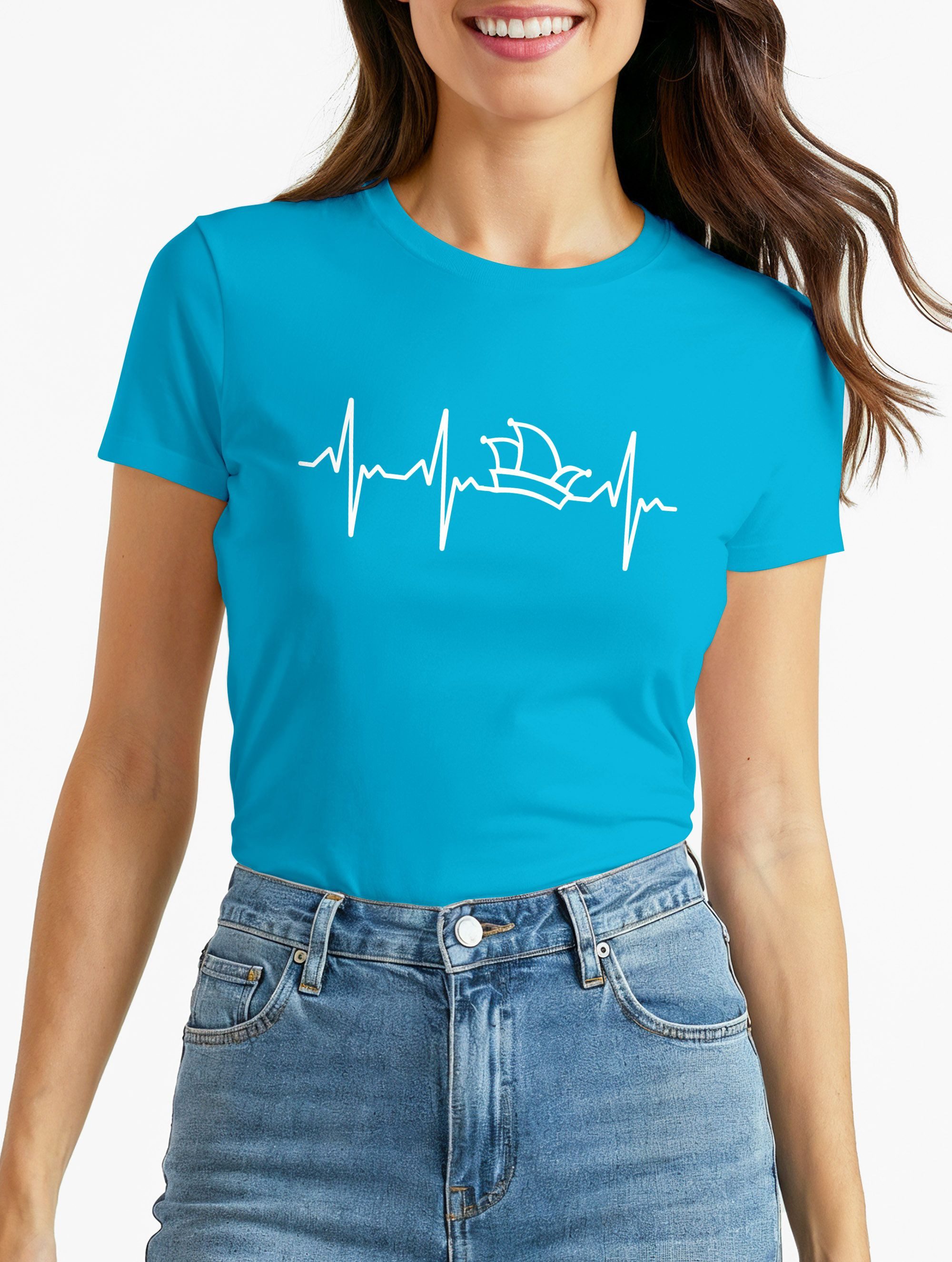 MoonWorks Print-Shirt Damen T-Shirt Fasching Karneval Narrenkappe EKG Verkl günstig online kaufen