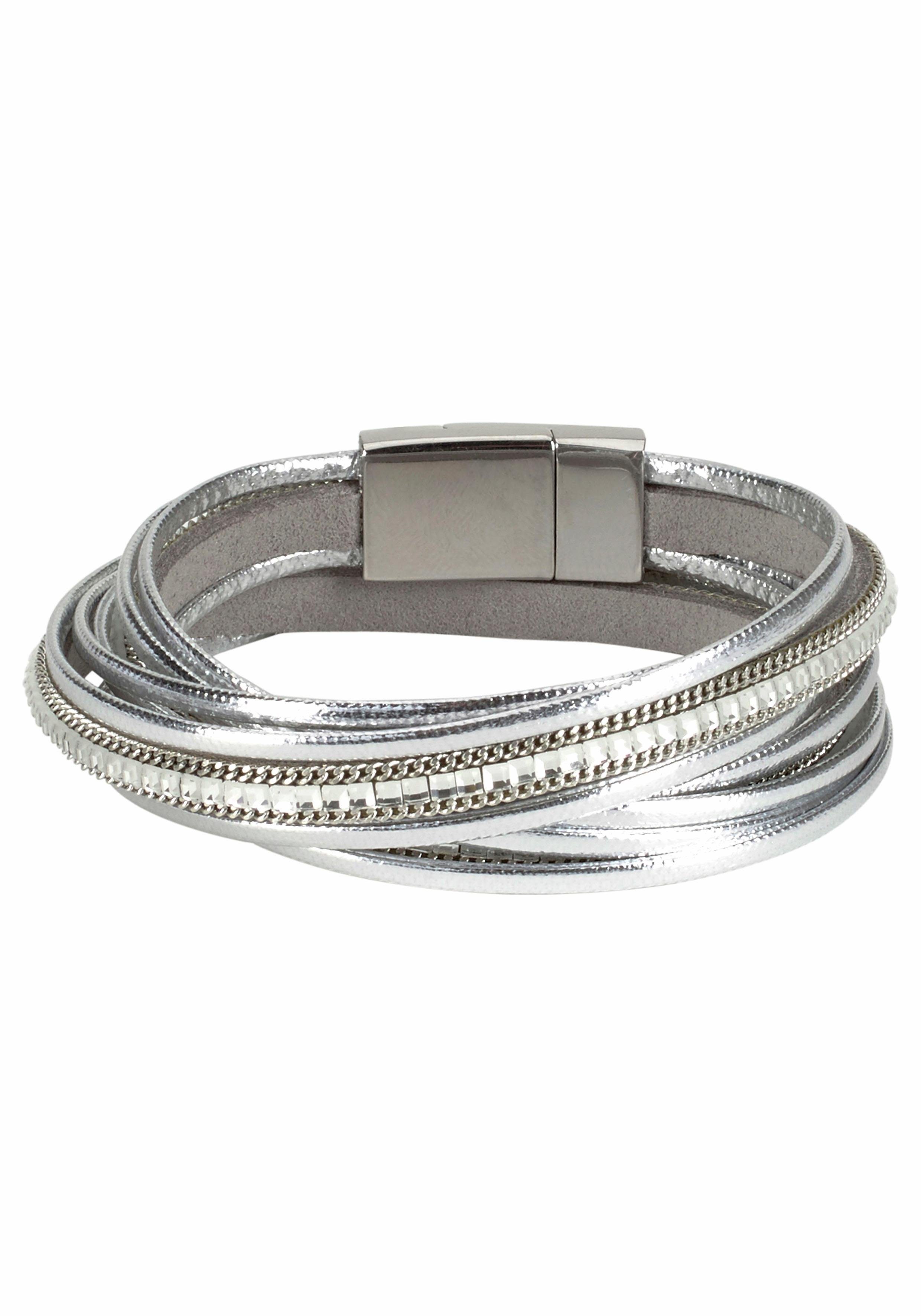 Firetti Wickelarmband im Metallic Look, mit Glasstein