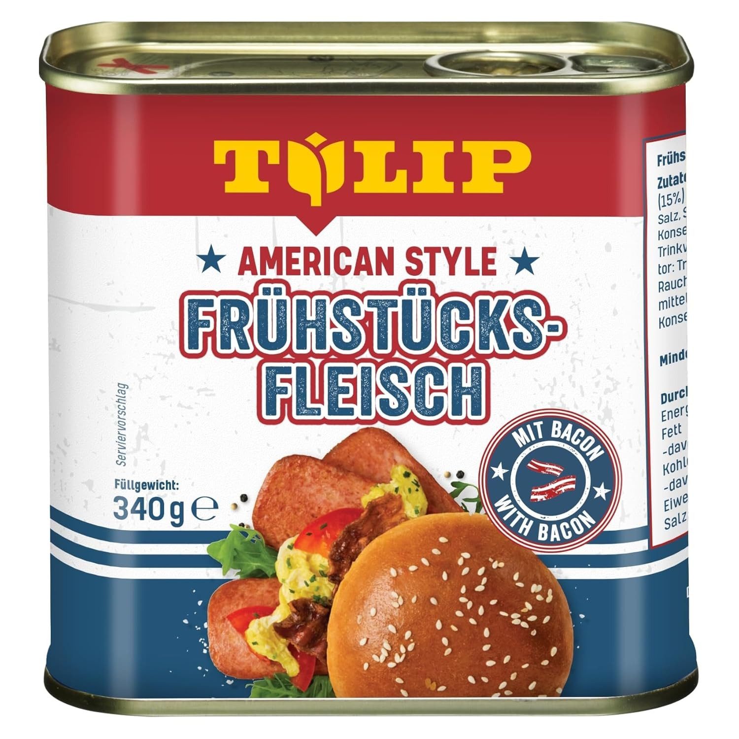 TULIP Wurstkonserve Frühstücksfleisch 340g American Style Original Dosenfleisch Konserve, 340 g, Frühstücksfleisch – Bild 3 von 5