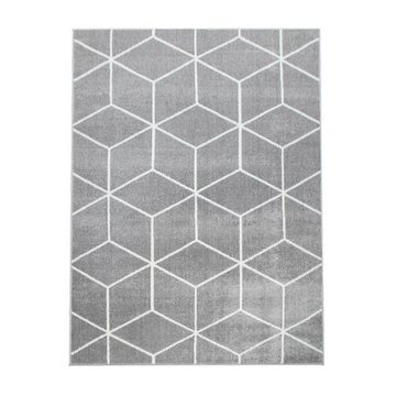Teppich Wohnzimmer-Teppich Kurzflor Skandinavischer Stil Rauten-Muster In Grau, TT Home, Läufer, Höhe: 16 mm