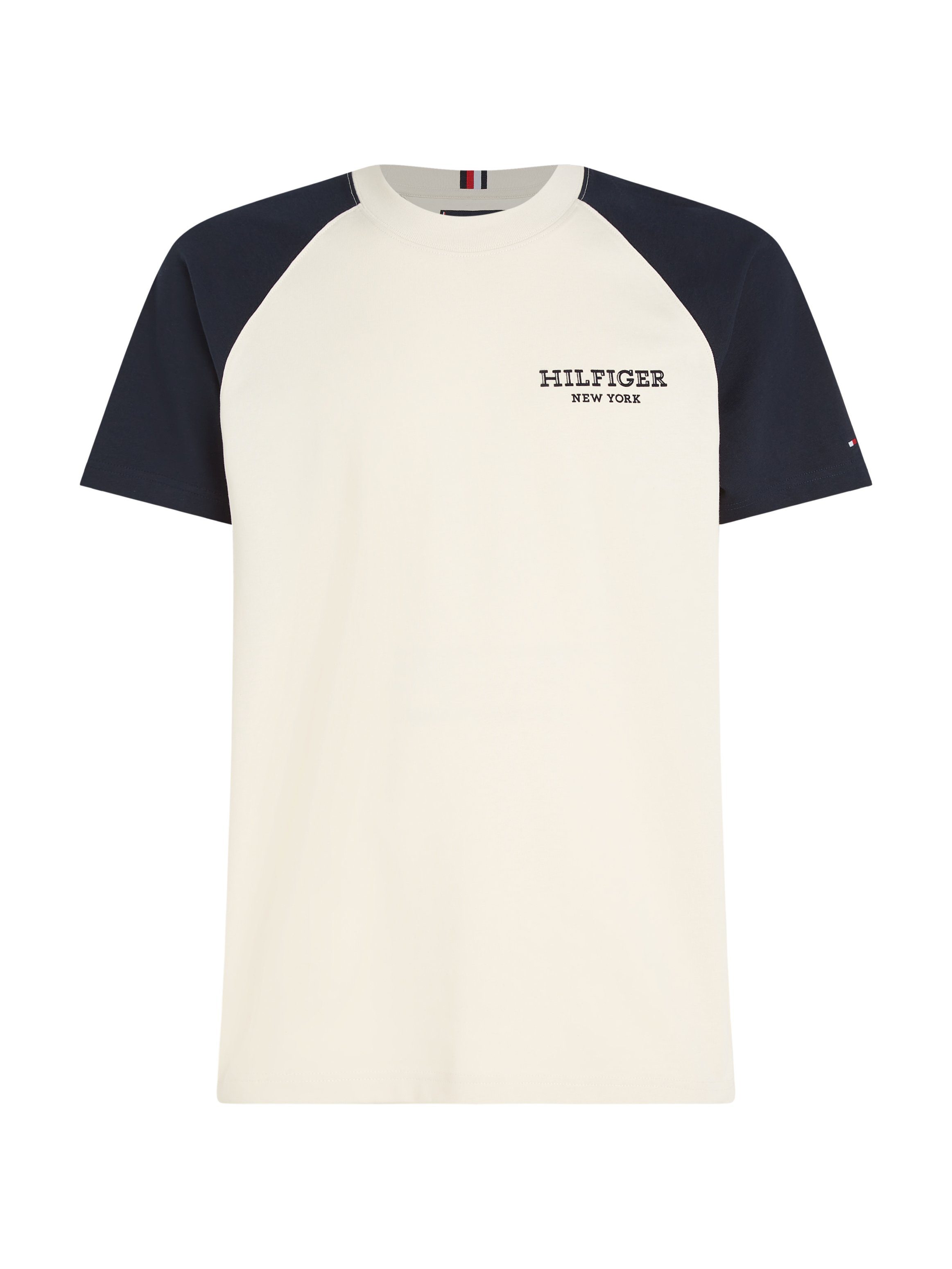 Tommy T-Shirt RAGLAN Rundhalsausschnitt COLORBLOCK mit MONOTYPE Hilfiger TEE