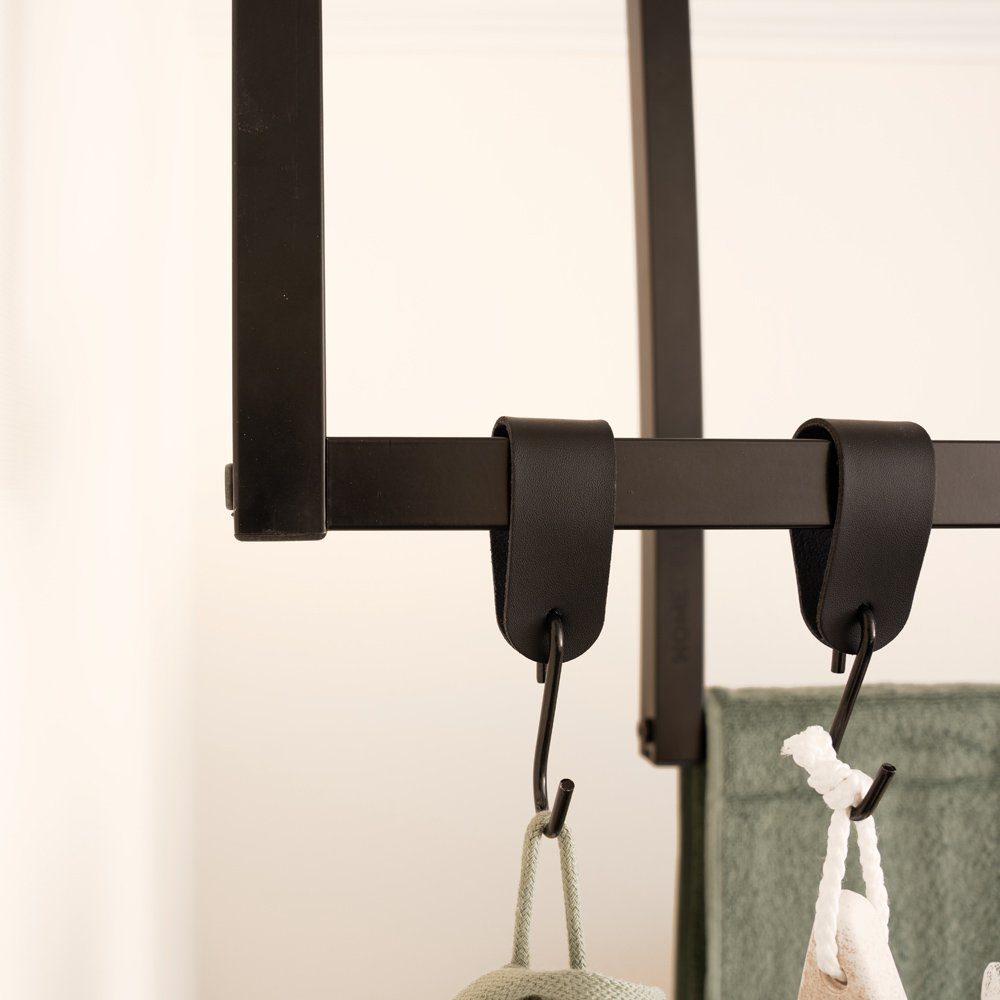 HOME DELUXE S-Haken SHAPE - Mengenauswahl, Gaderobenleiste, (10-St), mit Lederschlaufe I Kleiderhaken, Garderobenhaken