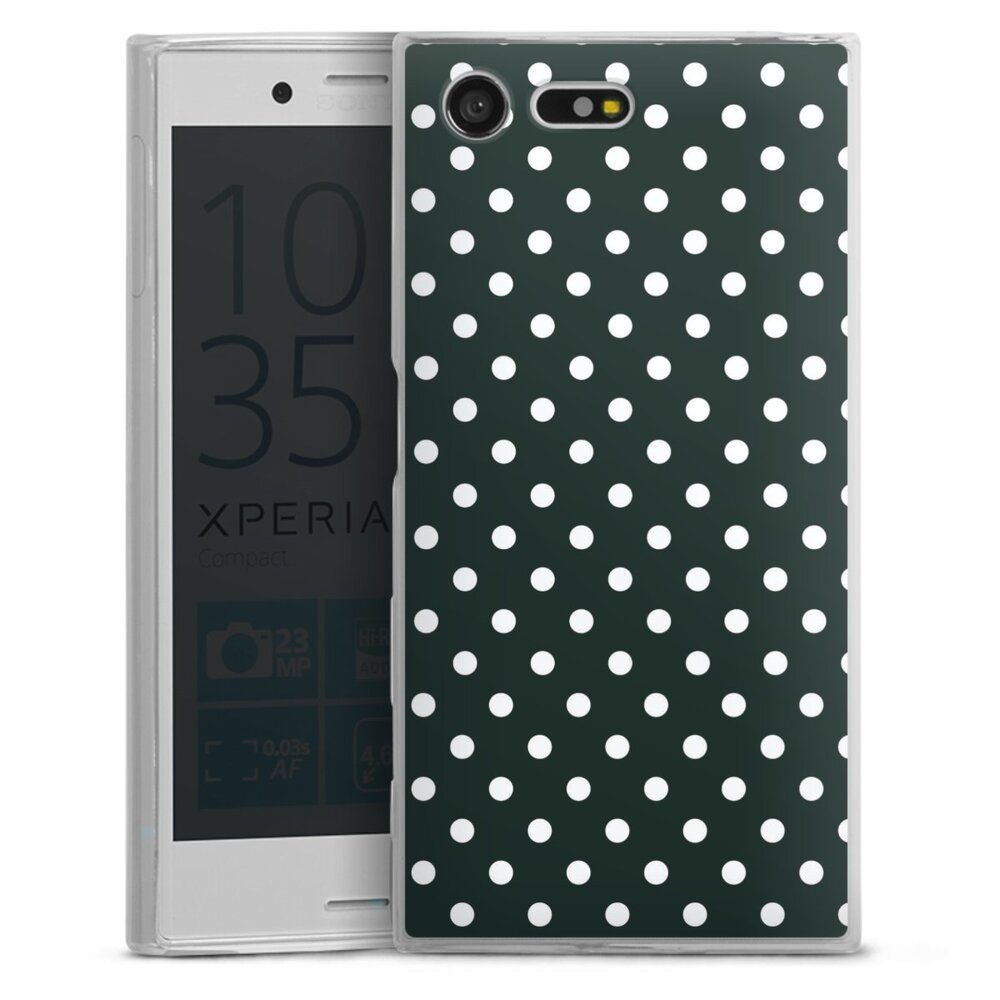 DeinDesign Handyhülle Punkte Retro Polka Dots Polka Dots - schwarz und weiß, Sony Xperia X Compact Slim Case Silikon Hülle Ultra Dünn Schutzhülle