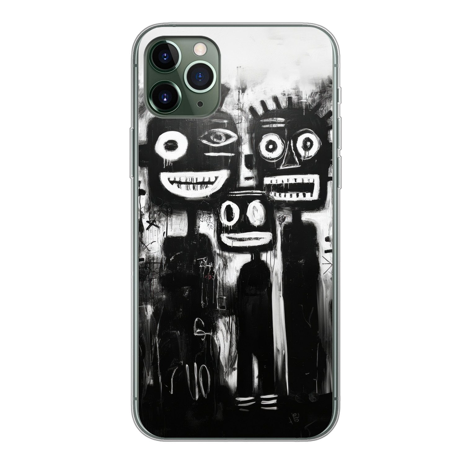 MuchoWow Handyhülle für Apple iPhone 11 Pro Max Malerei - Figuren - Schwarz - Abstrakt, Smartphone-Bumper, Print, Handy Schutzhülle Dünn