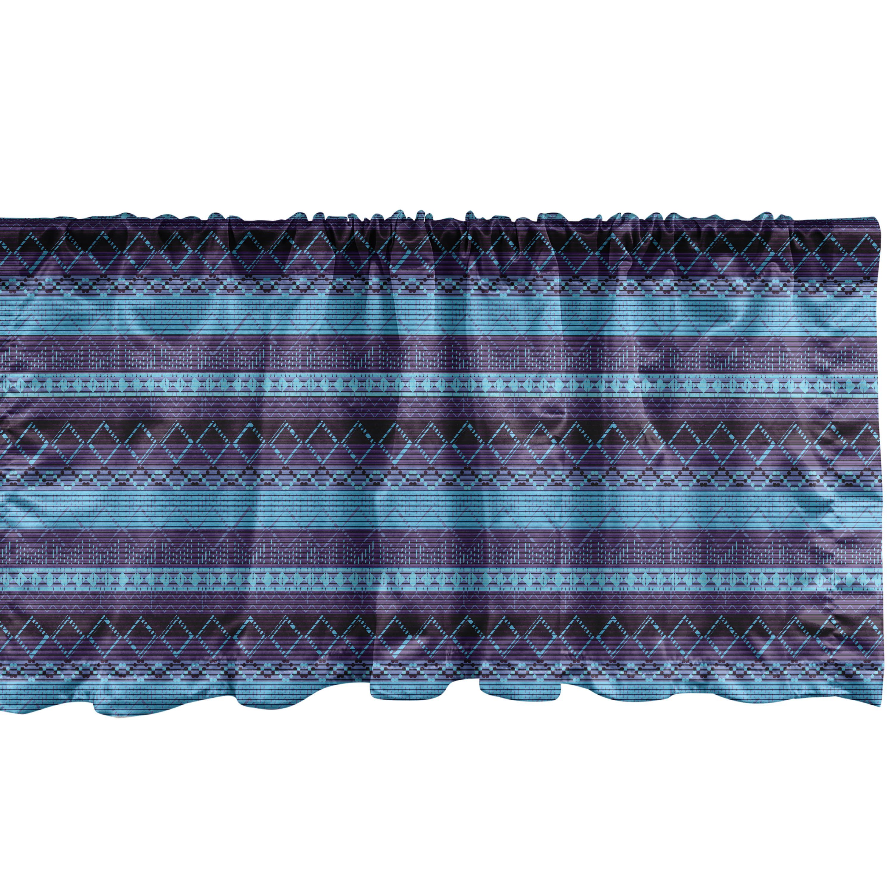 Scheibengardine Vorhang Volant für Küche Schlafzimmer Dekor mit Stangentasche, Abakuhaus, Microfaser, Aztekisch Zigzags Rauten-Streifen