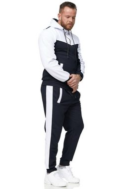 L.gonline Freizeitanzug Herren Trainingsanzug, Jogginganzug mit Kapuzenjacke 0986 (Kapuzenjacke mit Reißverschluss, Hose, 2-tlg), Fitness Freizeit Casual