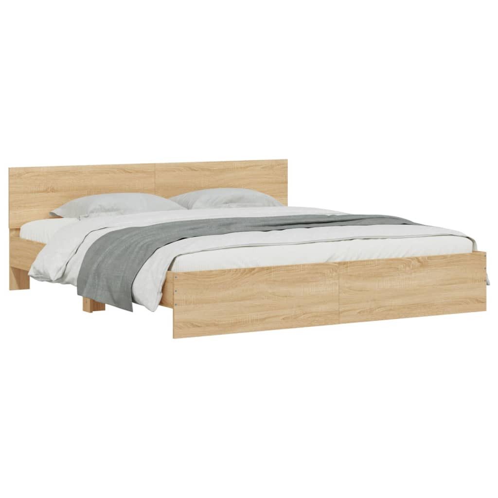 furnicato Bettgestell mit Kopfteil Sonoma-Eiche 160x200 günstig online kaufen