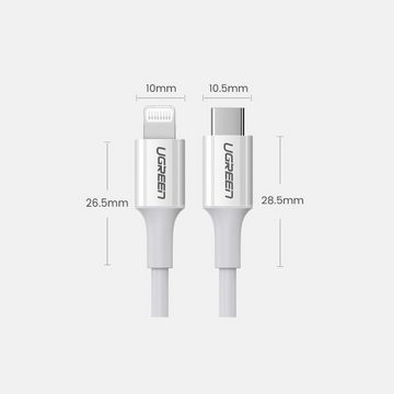 UGREEN Ugreen Kabel USB Typ C - iPhone-Anschluss MFI 1m 3A 18W weiß Lightningkabel