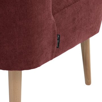 lovingHome® Sessel Sessel Fiola Velours rot mittlere Sitzhärte (1 Stück), Zierknöpfe im Rücken