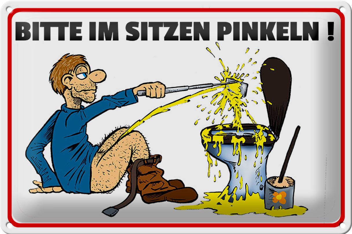 Metallschild Schild Blech 30x20 cm - Made in Germany - Bitte Sitzen pinkeln Mann au