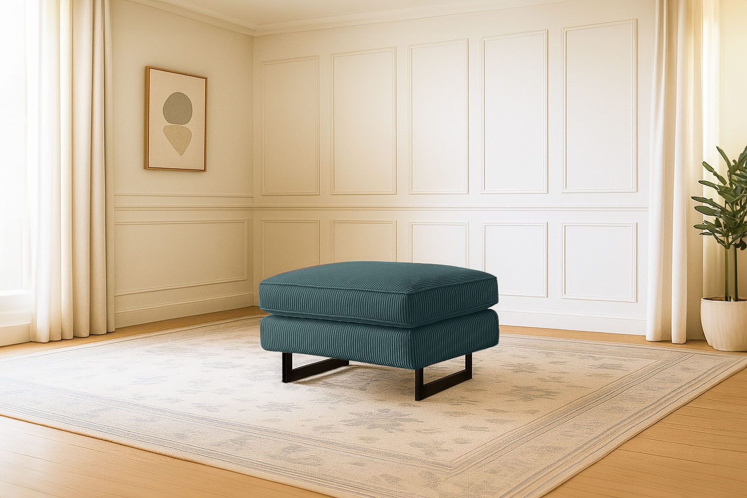 Home affaire Polsterhocker Pinto, mit Keder, Metallfüßen und auch in Cord Bezug erhältlich