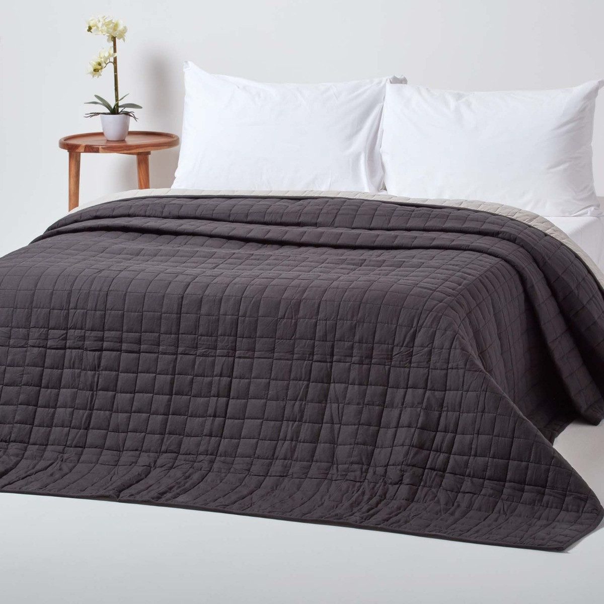 Fancy Linen Tagesdecke-Set Patchwork - King/Cal King, In Schwarz, Grau, Rot, Aus Weicher Mikrofaser