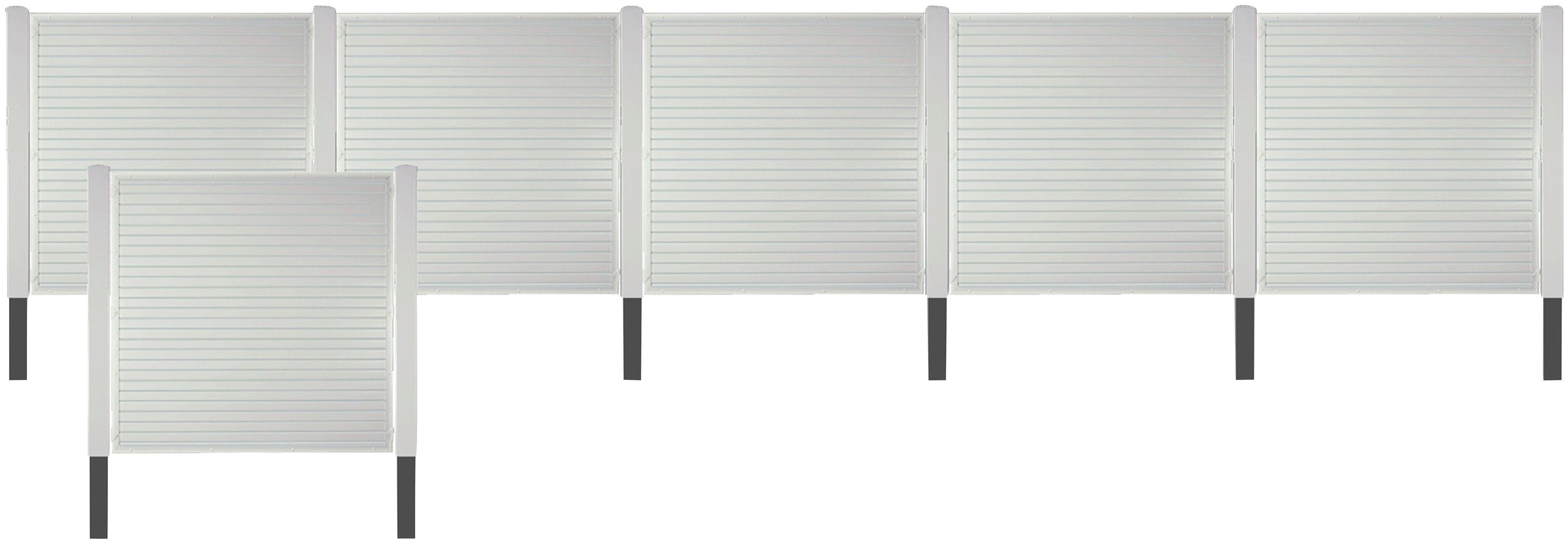 Tetzner & Jentzsch Sichtschutzelement LAREDO 4, (Set), Nie wieder streichen. Weiße PVC-Kunststoffzäune