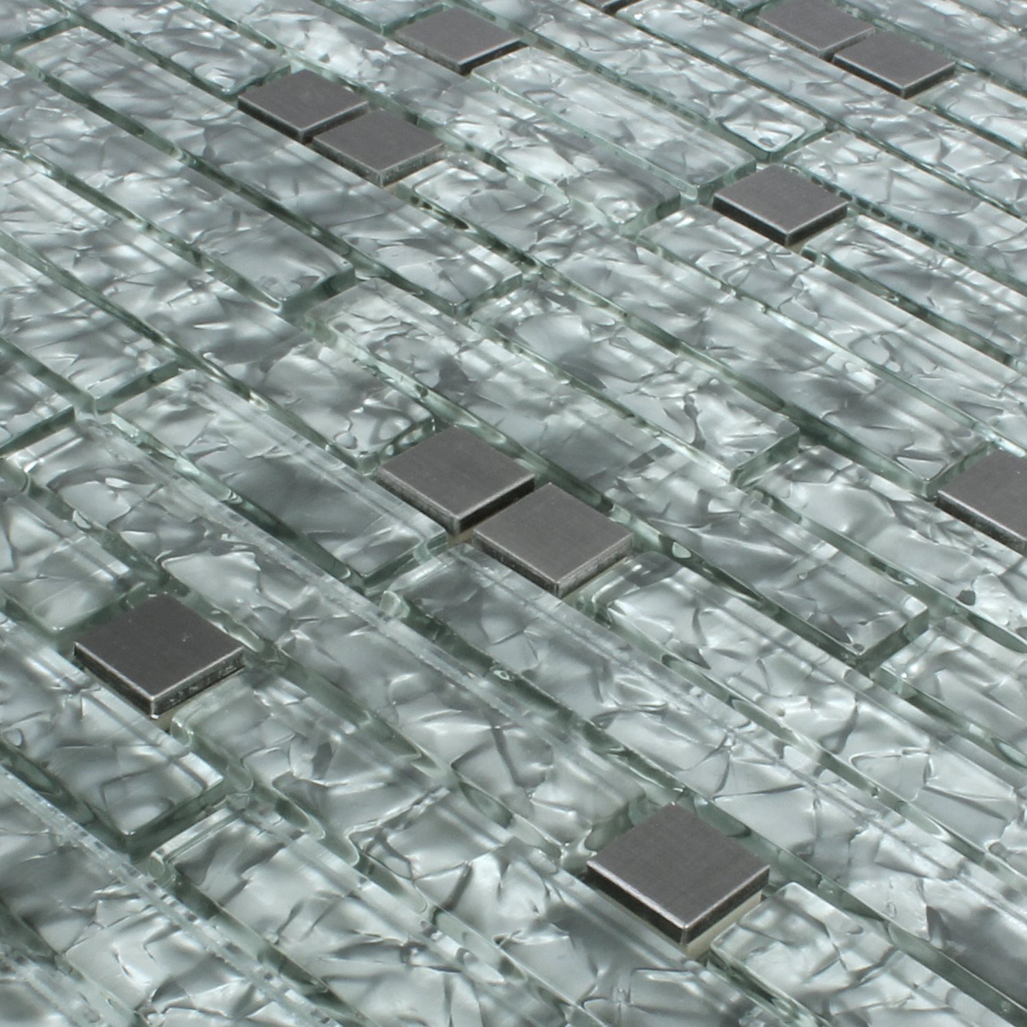 Mosafil Mosaikfliesen Mosaikfliesen Zaide Glas Alu Mix, Glas-Edelstahl 30.400x29.800, grau, Verlegefertig auf ein Netz geklebt - Wasserfest