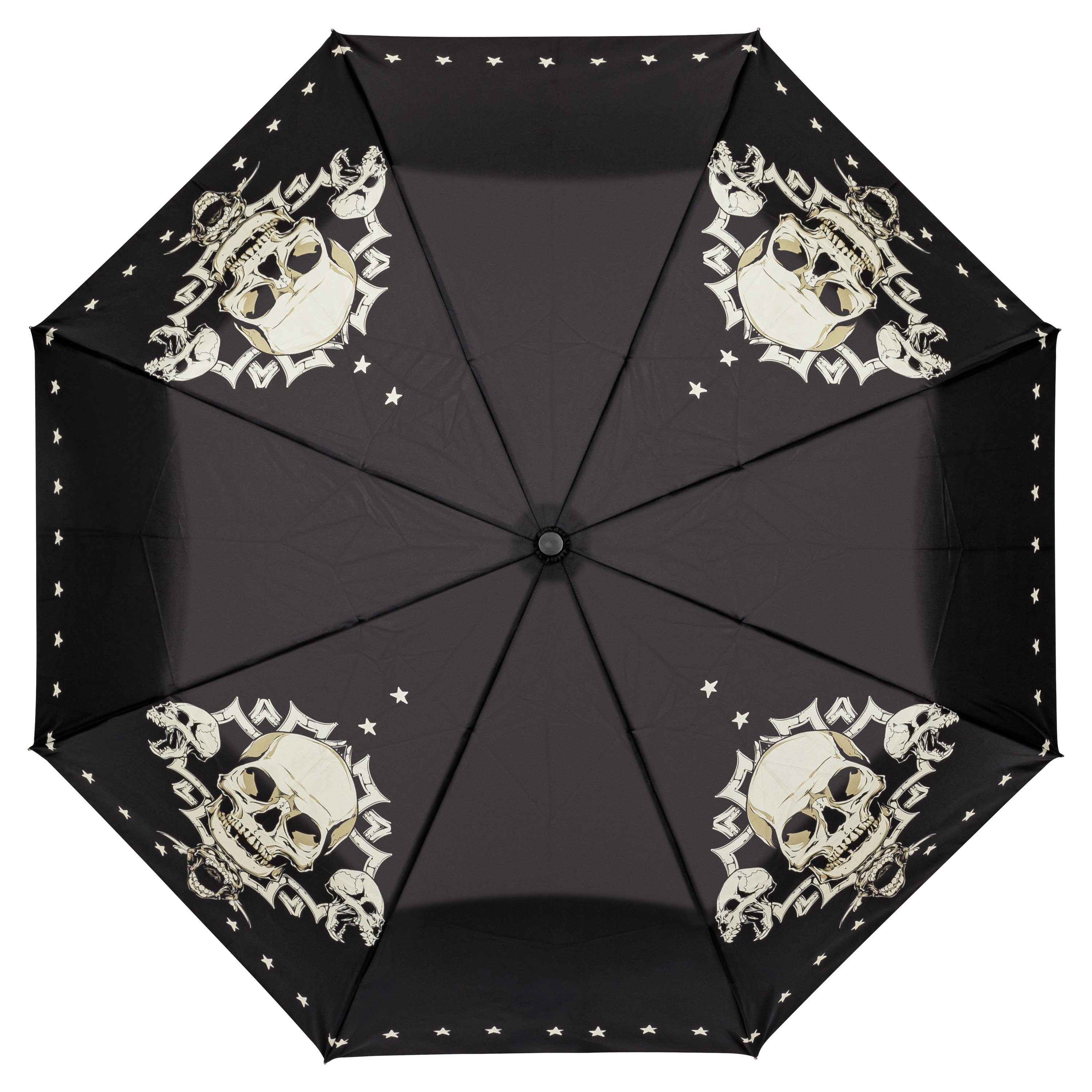 Taschenregenschirm Lilienfeld Windfest Schädel Auf-Zu-Automatik Totenkopf Motivschirm Motivschirm Skull Stabil, von
