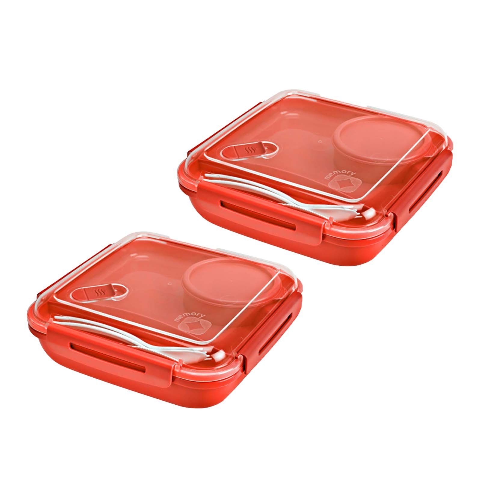 (Lunchset, und Memory Kunststoff Lunchbox 2er-Set) 1.1l ROTHO mit Vorratsdose 2er-Set Behälter, Besteck (PP) separatem BPA-frei,