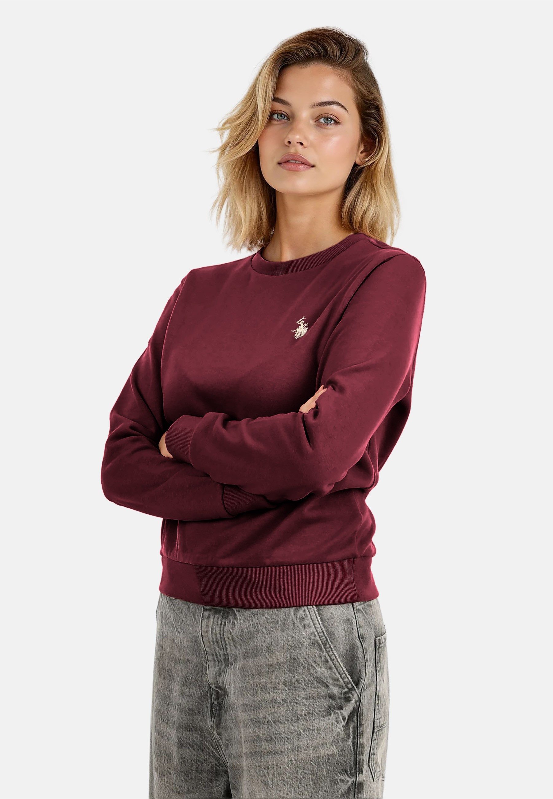 U.S. Polo Assn. Rundhalspullover USZoee – Damen Sweatshirt mit Rundhalsauss günstig online kaufen
