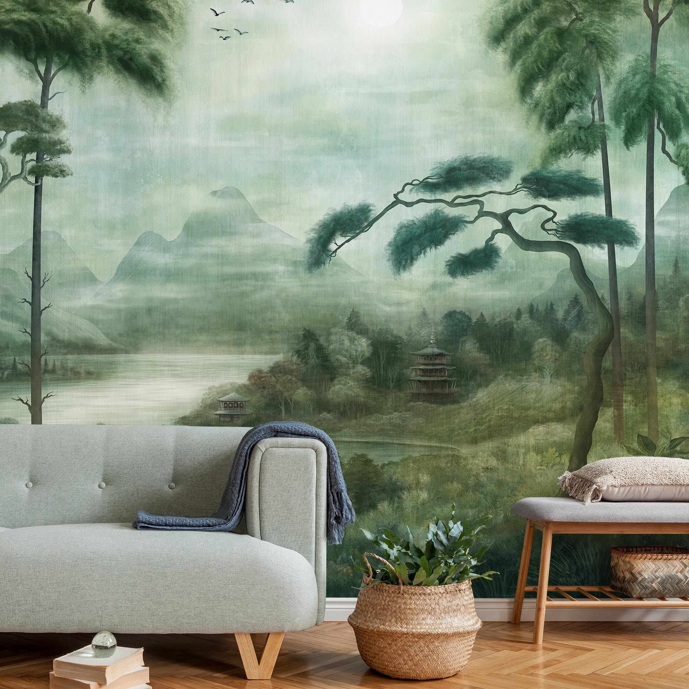 Bilderdepot24 Mustertapete Fototapete grün Natur Motiv, Glatt, Matt, (Vliestapete inkl. Kleister oder selbstklebend), geruchsfrei gemusterte Tapete Bildtapete Wohnzimmer Schlafzimmer