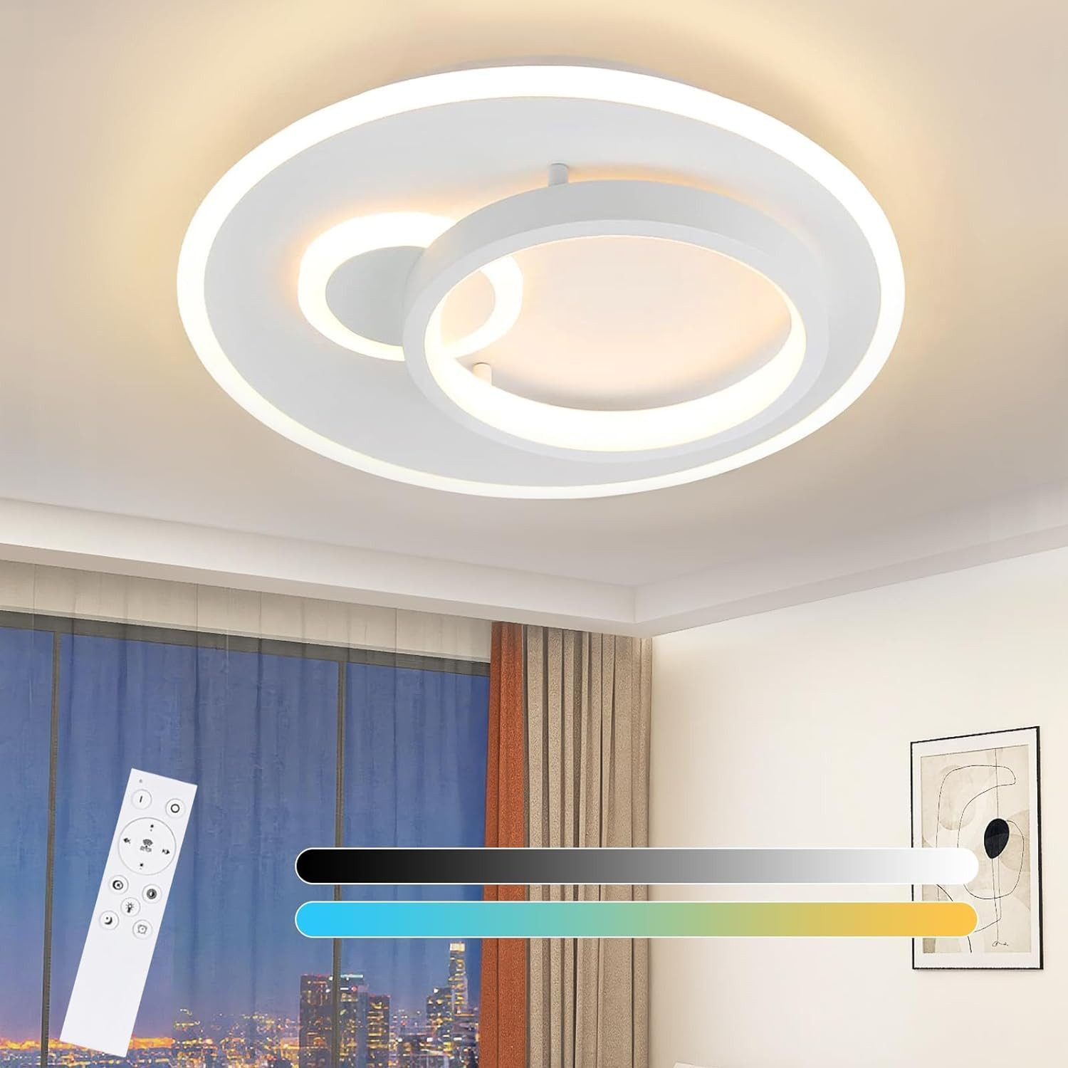 ZMH LED Deckenleuchte mit Fernbedienung Modern Design Wohnzimmerlampe, LED günstig online kaufen