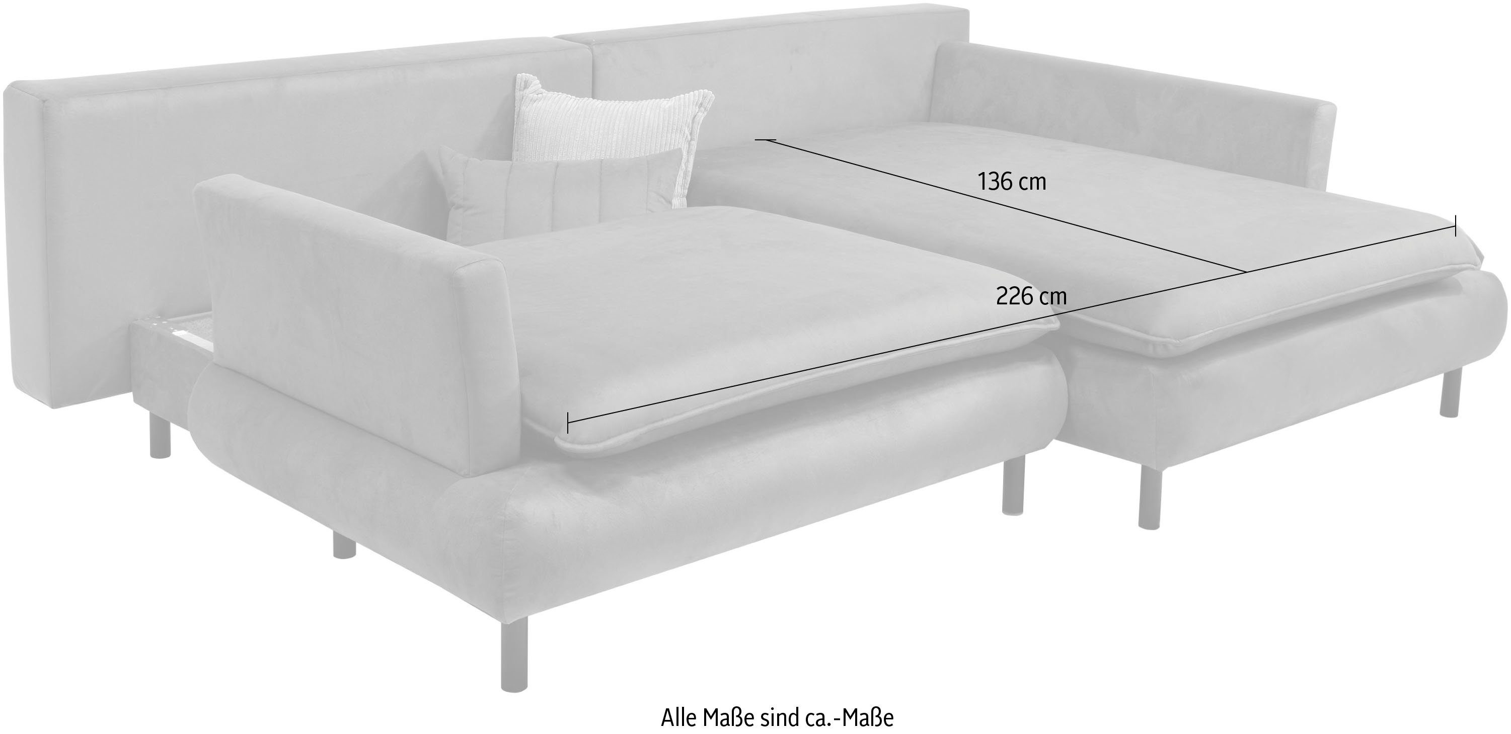 Nelson, AB und Bettkasten Bettfunktion grün Ecksofa COLLECTION mit oliv