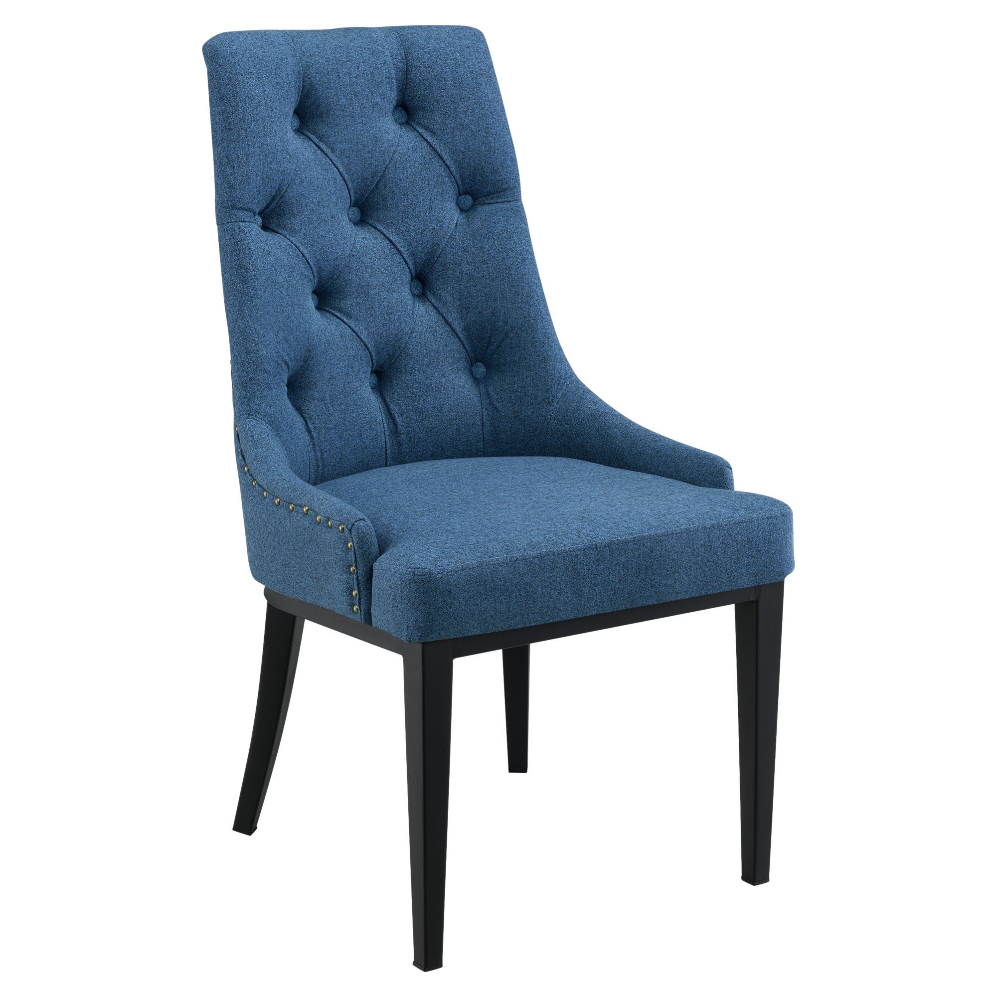 en.casa Polsterstuhl, Esszimmerstuhl »Chester« mit Chesterfield Muster Dunkelblau