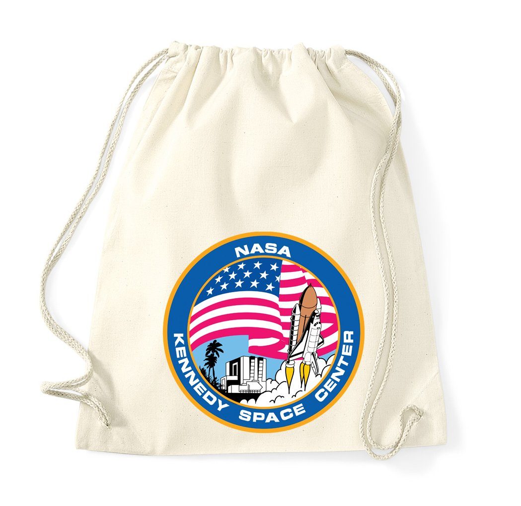 Youth Designz Turnbeutel Kennedy Space Center Baumwoll Tasche Turnbeutel, mit tranigem Print Beige