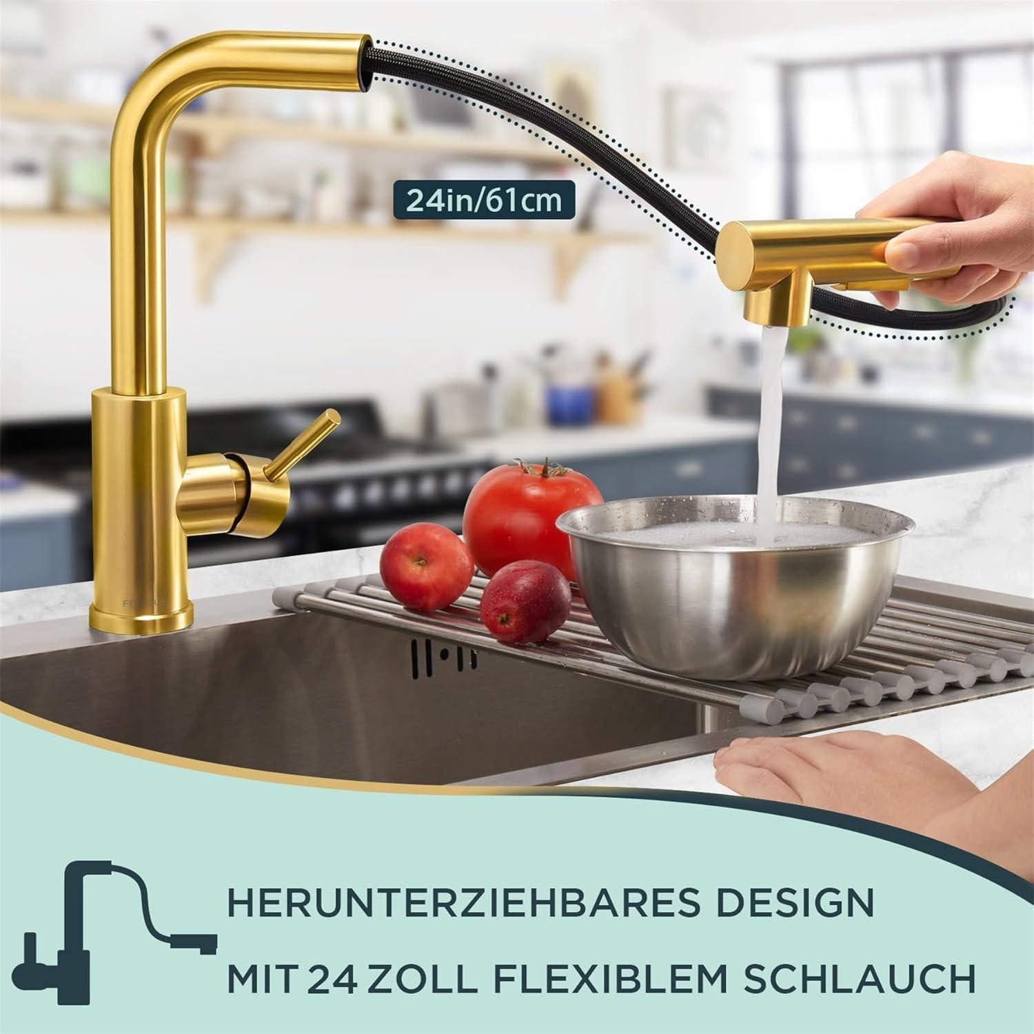 LuxusKollektion Spültischarmatur Wasserhahn Küche Hochdruck mit Brause Ausz günstig online kaufen