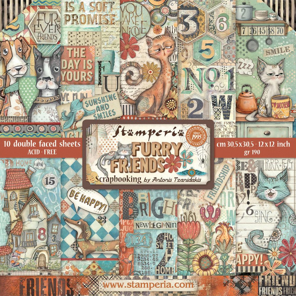 Stamperia Документы Scrapbook-Block Furry Friends, 10 Blatt