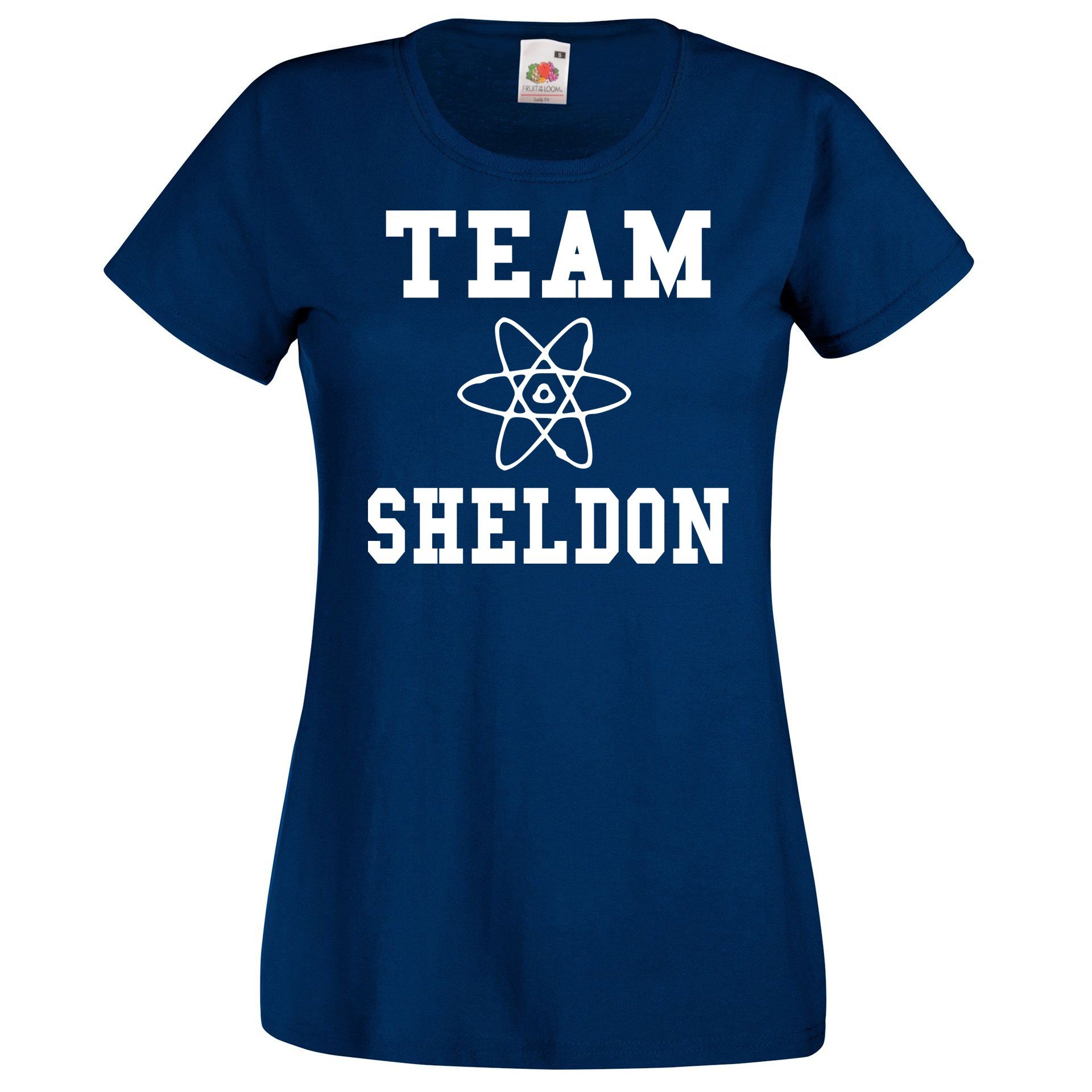 Youth Designz T-Shirt Team Sheldon Damen T-Shirt mit trendigem Motiv Navyblau