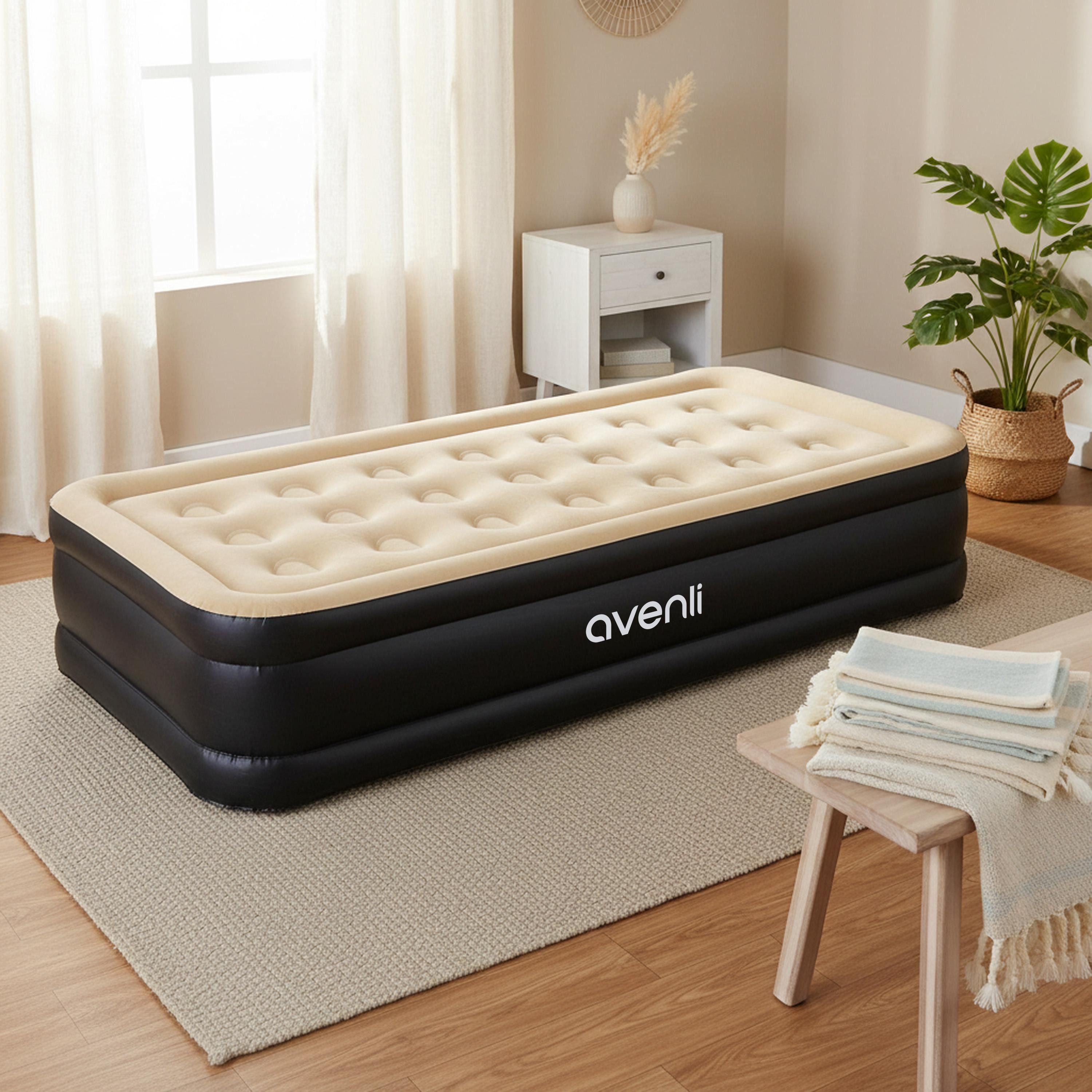 Avenli Luftbett Luftmatratze selbstaufblasend 1 Person 196x97x47cm Twin-Size, (Gästebett Matratze mit integrierter Elektropumpe, 2-tlg., Reisebett elektrisch mit weicher beflockter Oberfläche), aufblasbar mit Pumpe und Tragetasche