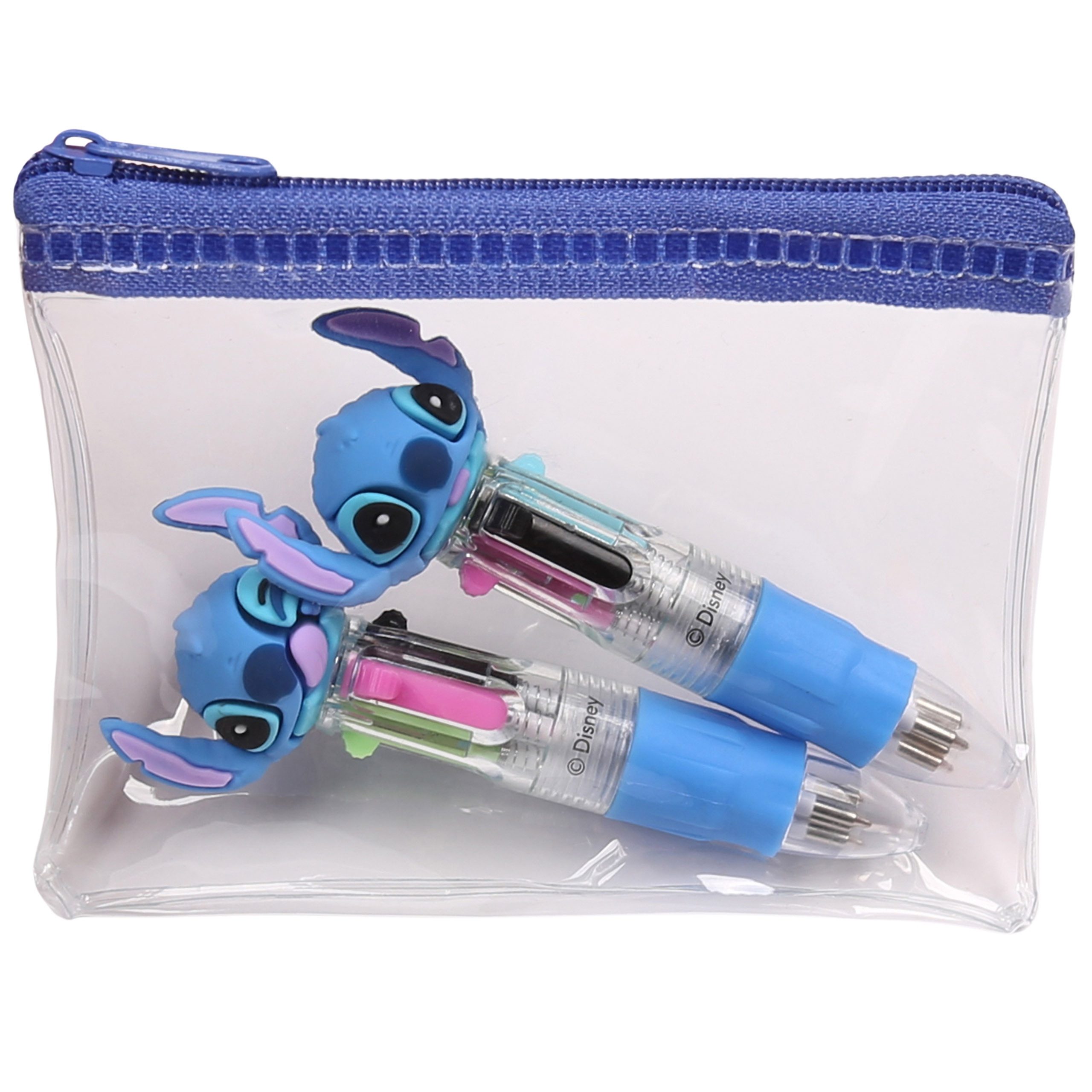 Disney Kugelschreiber DISNEY Stitch 2x 4in1 Mini-Stifte + Etui, mehrfarbig, automatisch