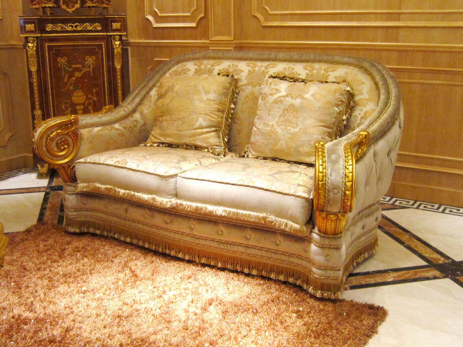 Weiß/Gold 3+2 Barock Rokoko Klassische Antik Stil Sofa JVmoebel Sofagarnitur Couch Sofa,