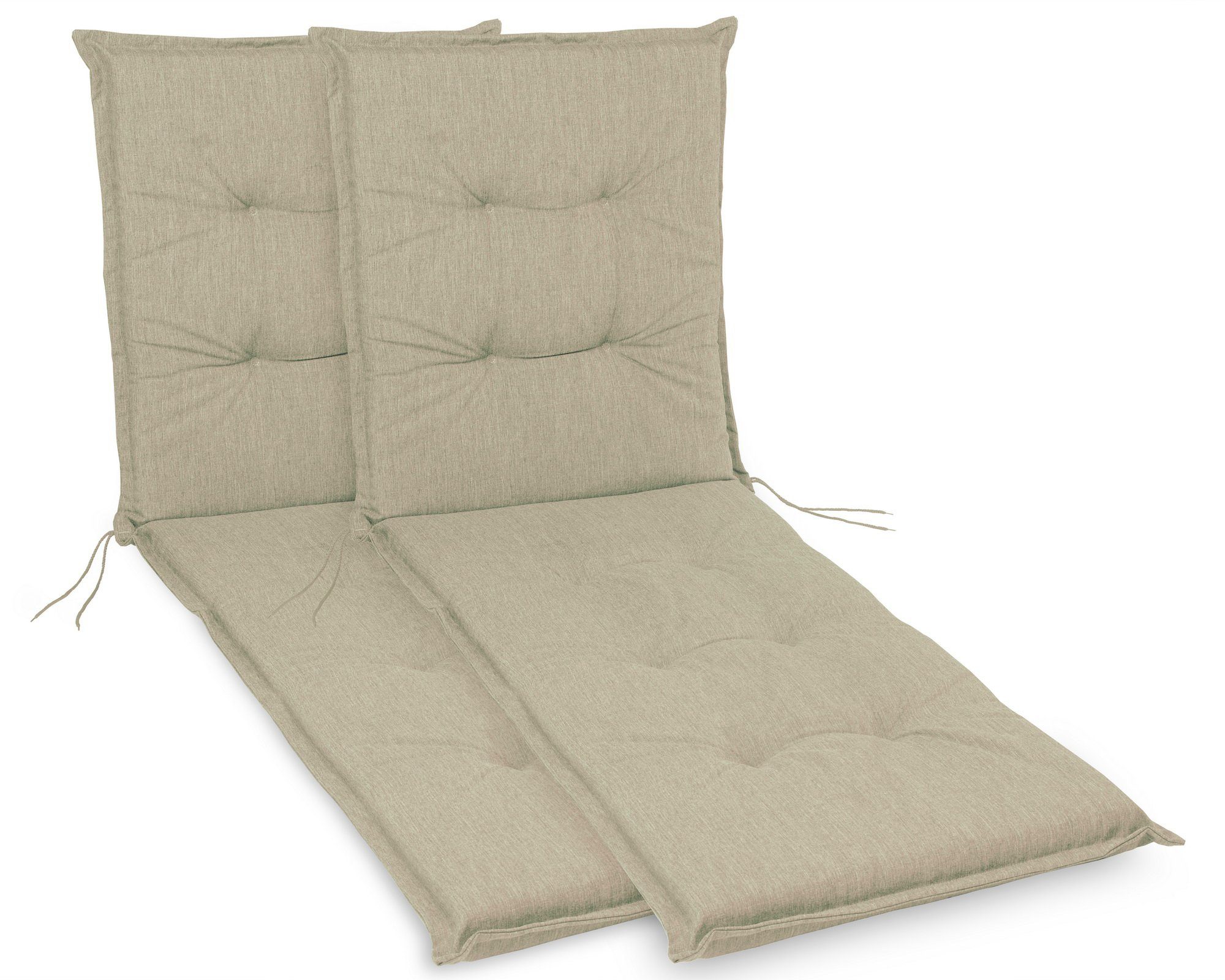 sunnypillow Liegenauflage Polsterauflagen für Gartenliege 190 x 60 x 9cm, 2 Stück Cremefarben UV-Lichtecht