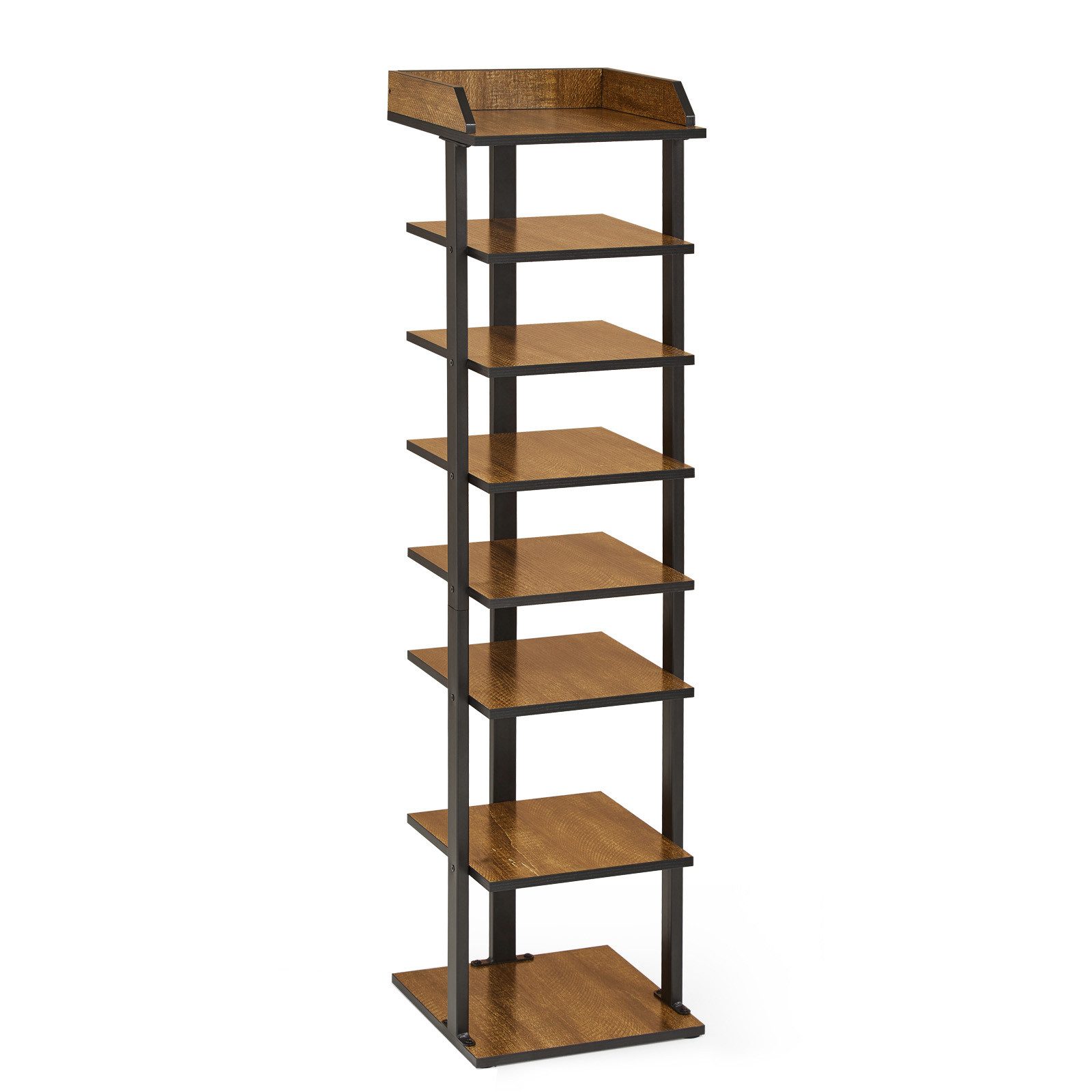 Mondeer Schuhregal Vertikales Schuhregal, 7-stöckiges, Metallgestell, Holz, günstig online kaufen