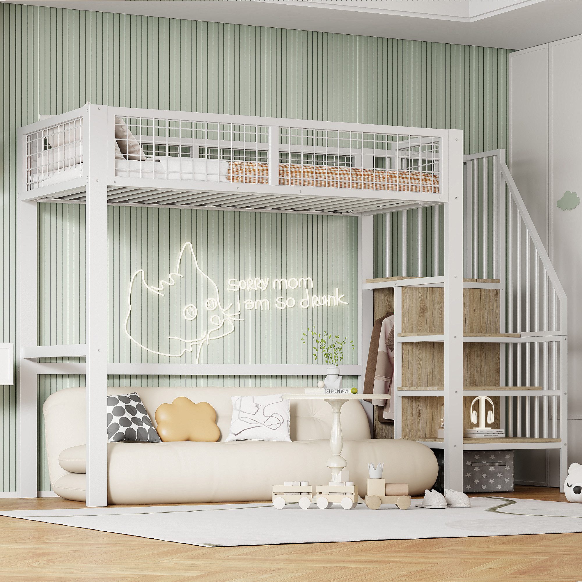 Flieks Hochbett Kinderbett 90x200cm mit Leiter, günstig online kaufen